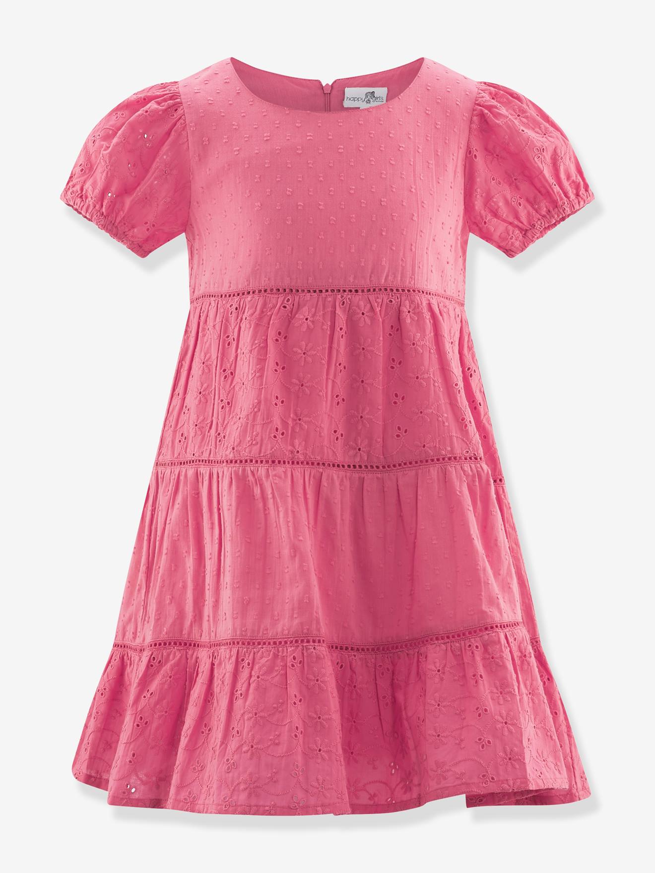 Kleid bestickt mit Stufenvolants Mädchen Happy Girls rosa Gr. 122