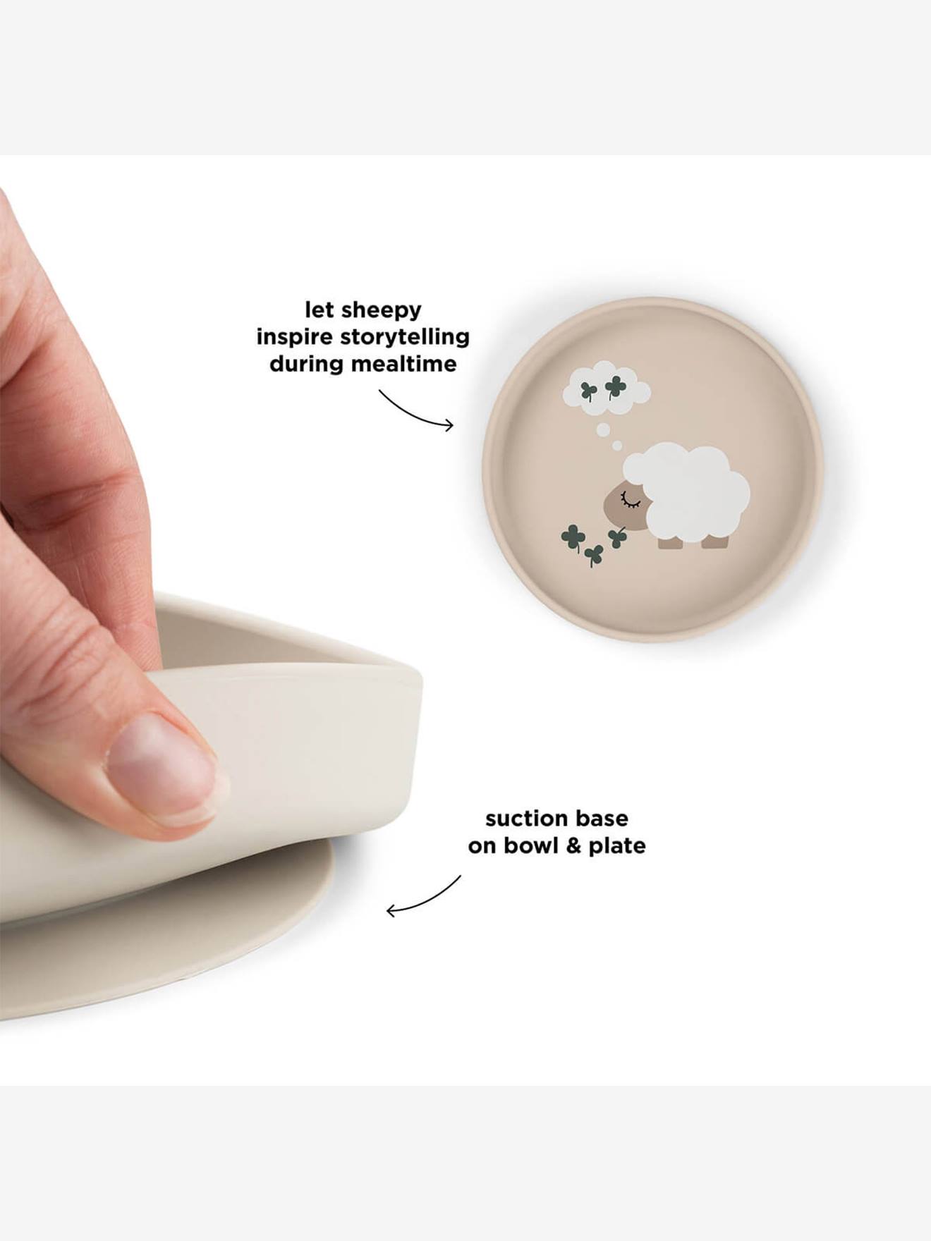 Thumbnail - Baby Silikon-Teller mit Saugnapf DONE BY DEER sandfarben