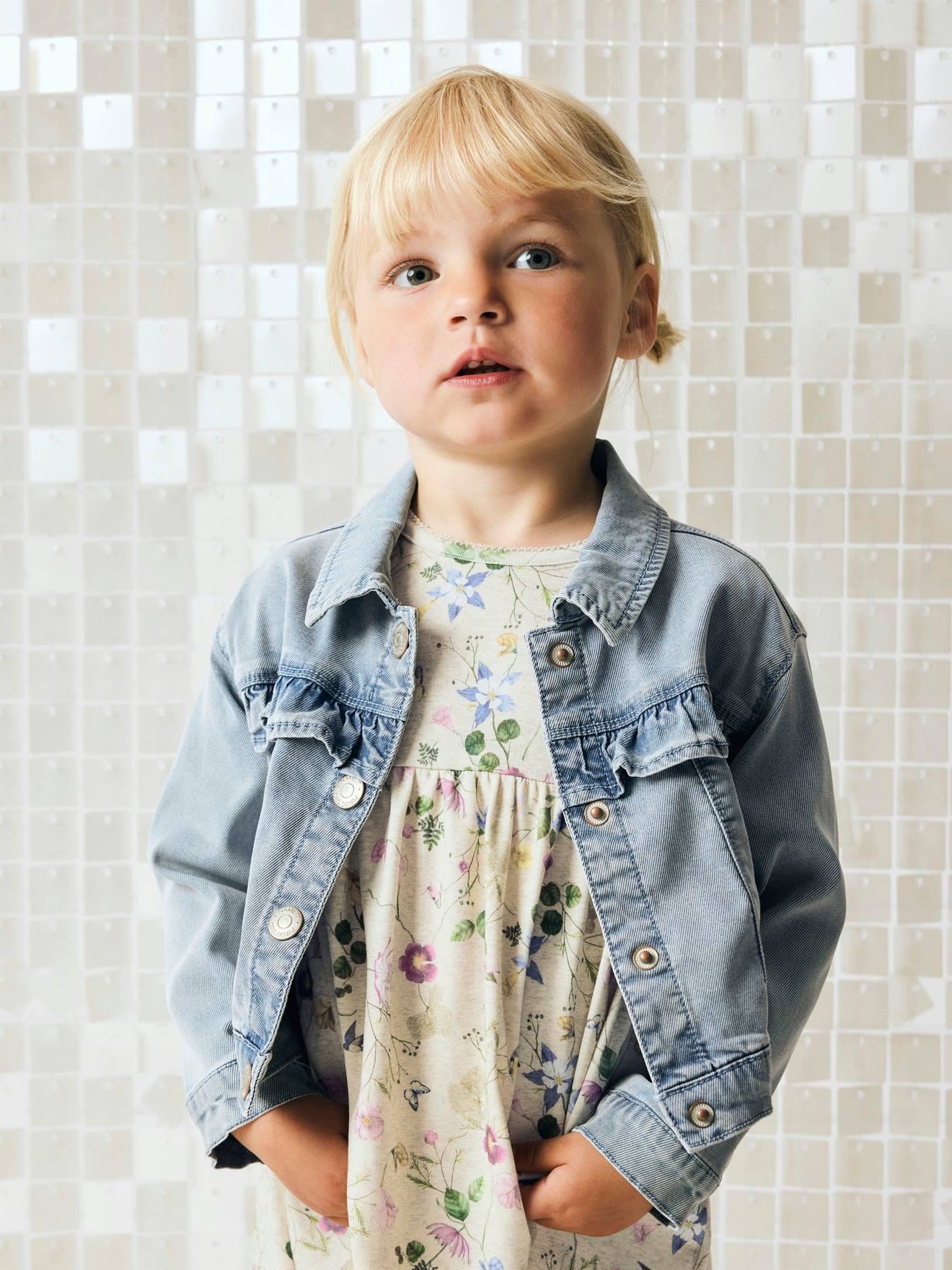 Thumbnail - Jeansjacke Mädchen TENCEL Rüschen NAME IT gebleicht