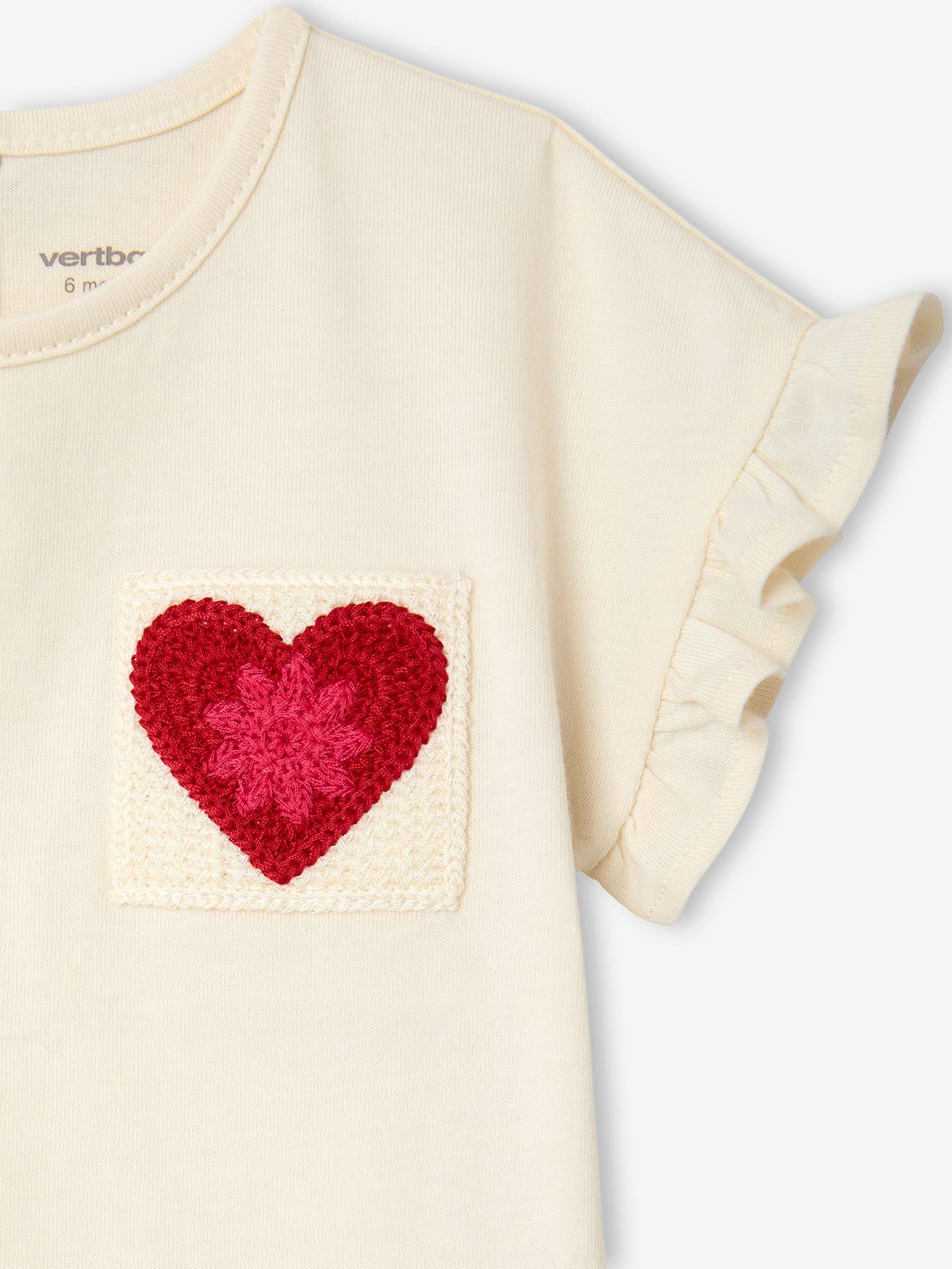 Thumbnail - Baby T-Shirt mit Häkel-Herz und Rüschenärmeln