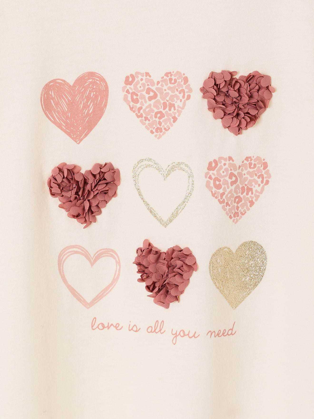 Thumbnail - T-Shirt Mädchen mit Herz-Applikationen und Glitzer-Effekten