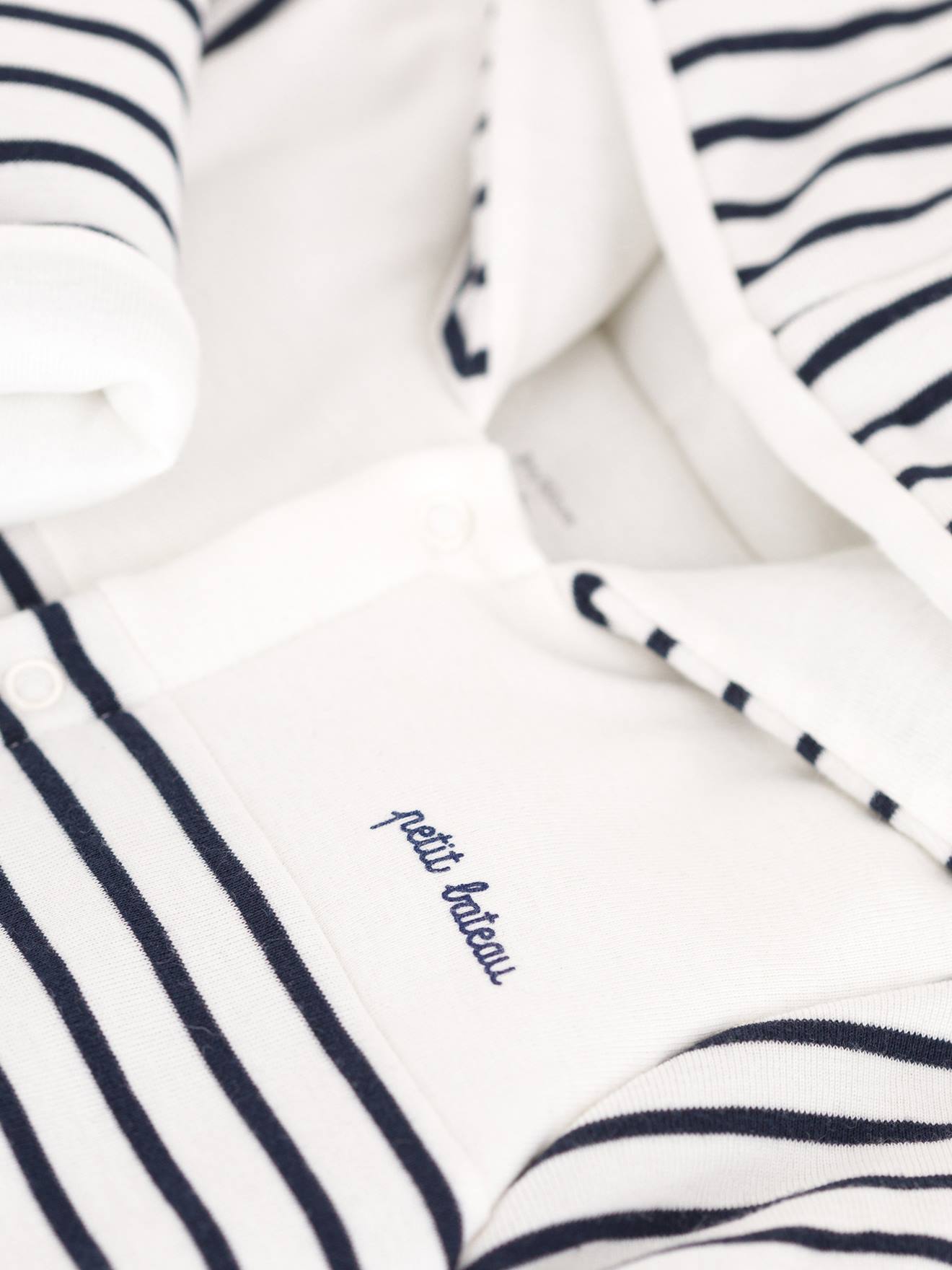 Thumbnail - Gestreiftes Baby Overall mit Kapuze und Füße