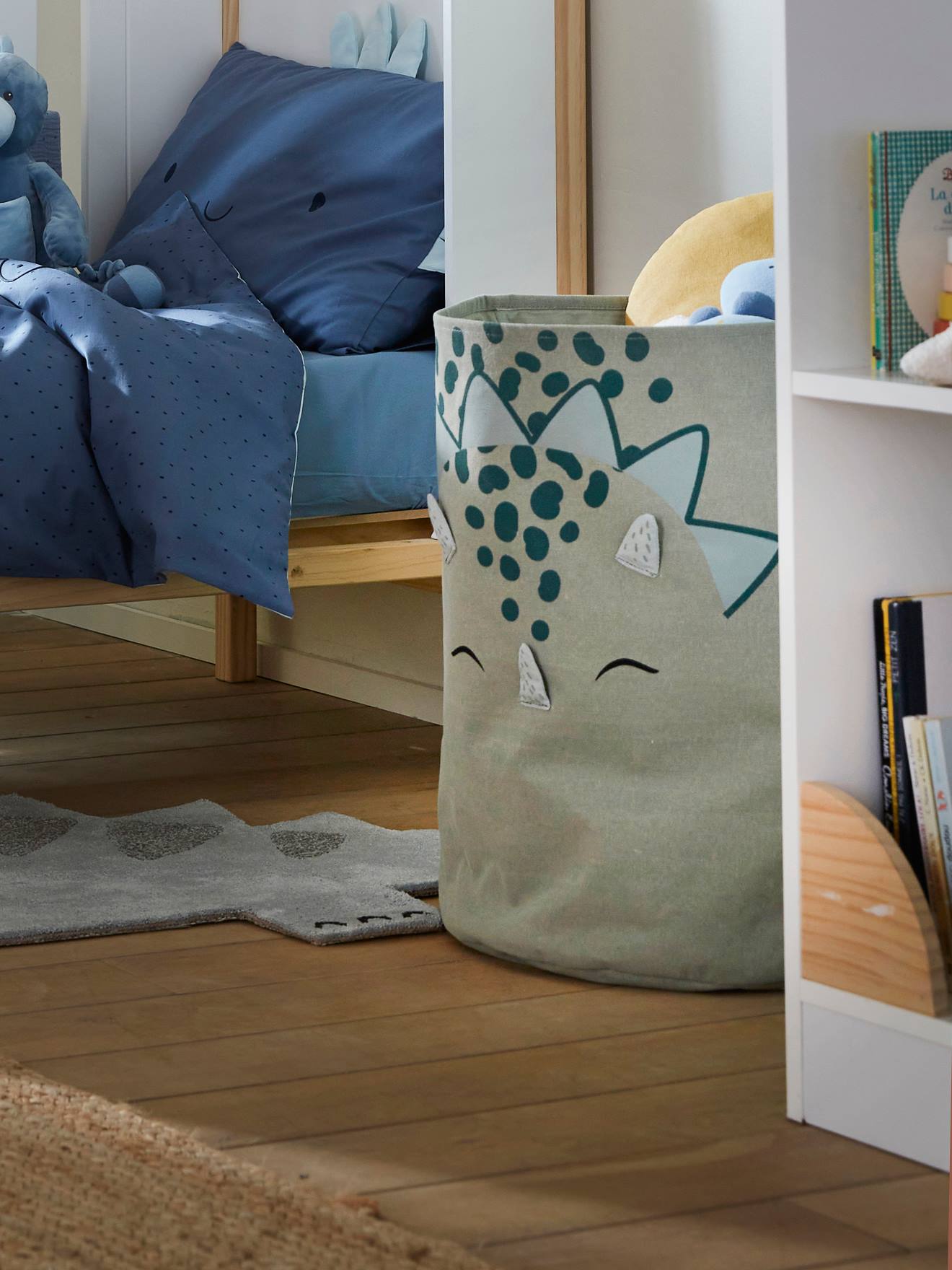 Vertbaudet Kinderzimmer Aufbewahrungskorb Kleiner Dino Blau/Grün Einheitsgröße