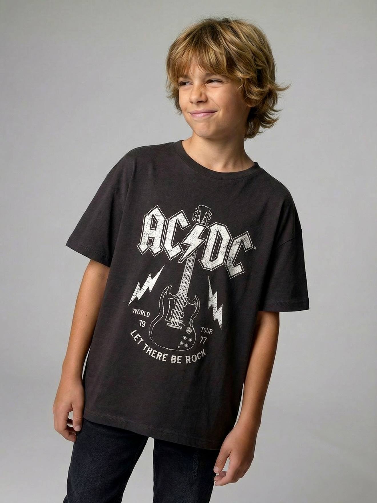 Kinder T-Shirt ACDC grau Gr. 152