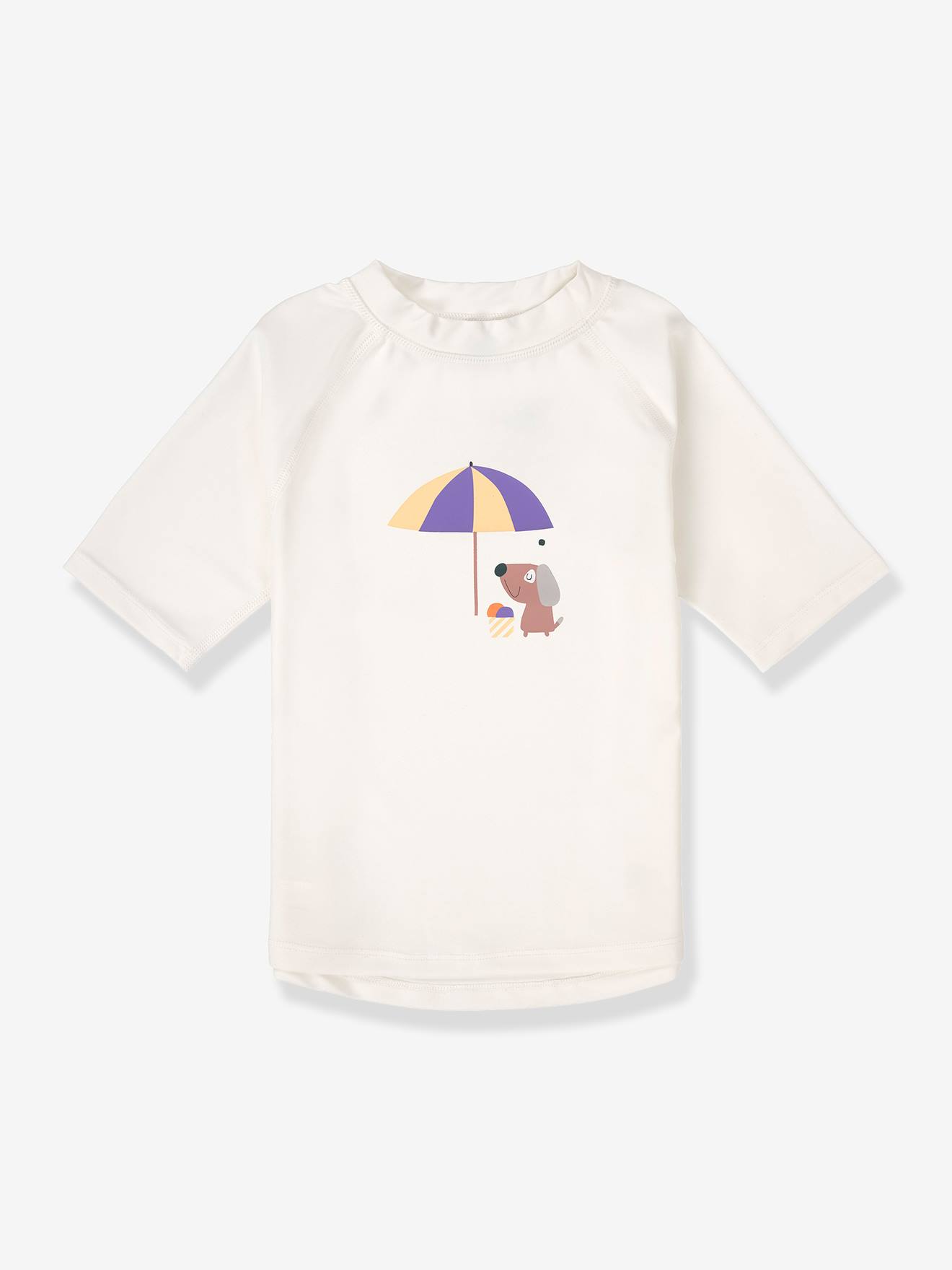 UV-Badeshirt HUND, kurze Ärmel Kinder LÄSSIG weiß Gr. 62/68