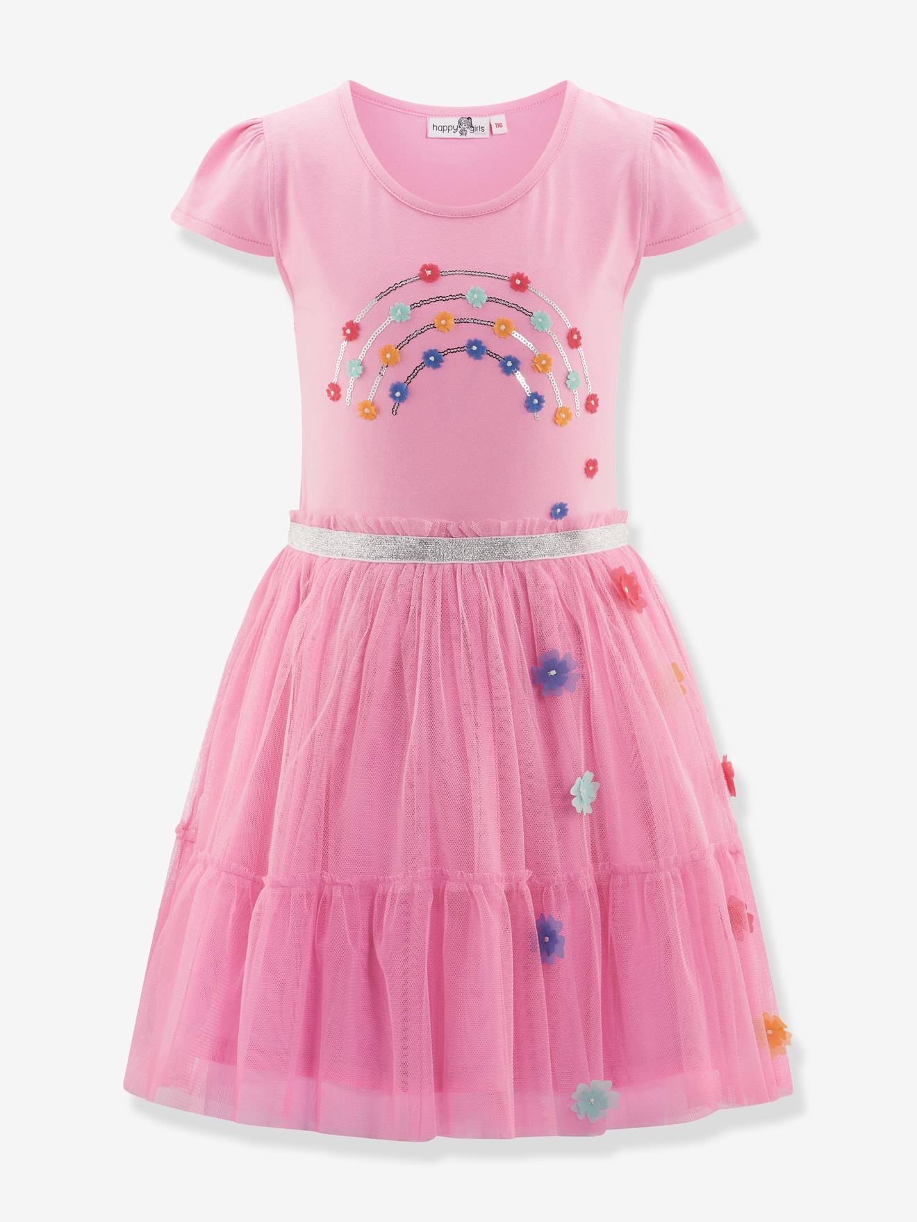 Kleid mit Blüten & Tüllrock Mädchen Happy Girls bonbon rosa Gr. 140