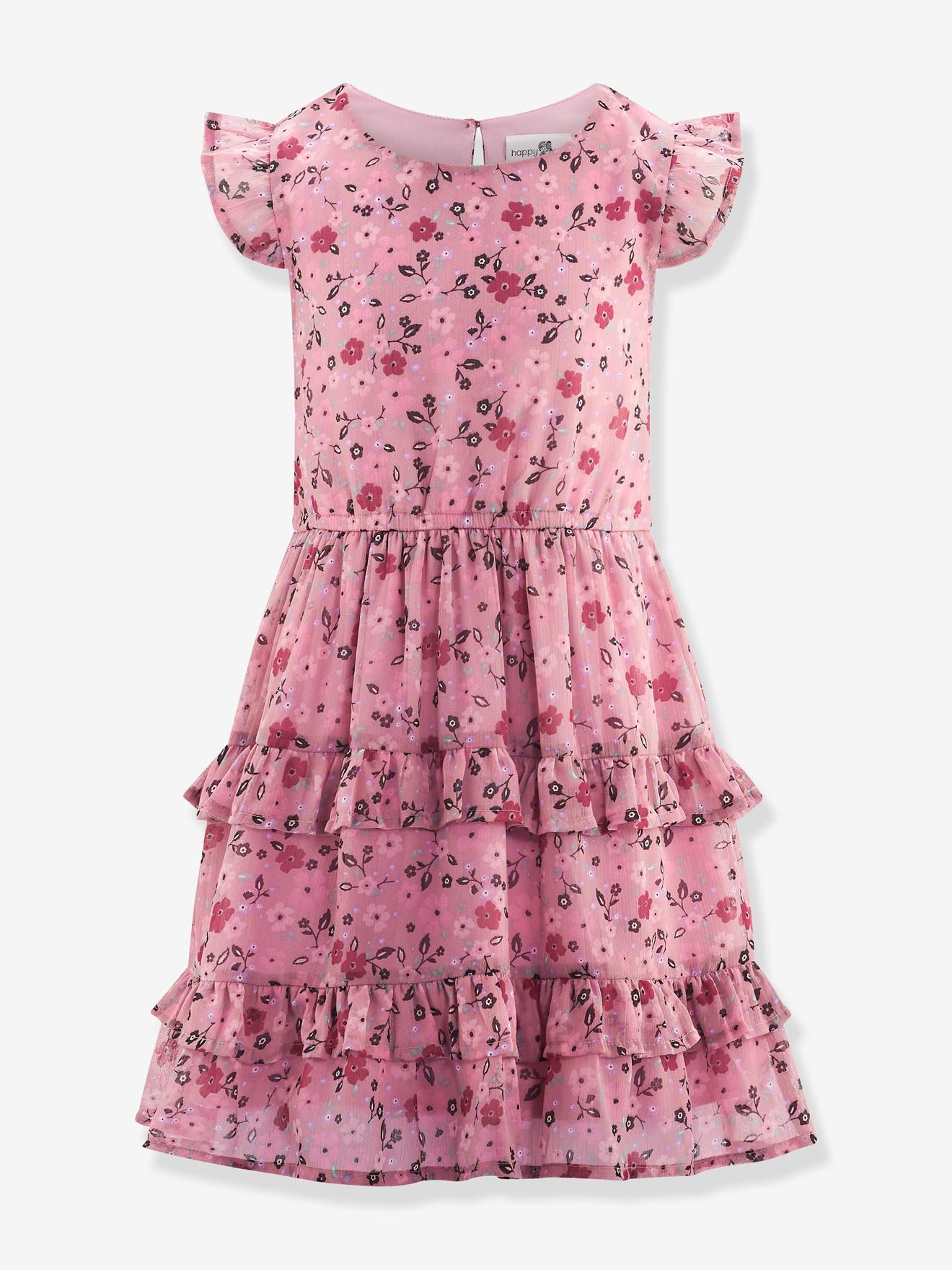Volantkleid mit Millefleurs-Print Mädchen Happy Girls pudrig rosa Gr. 140