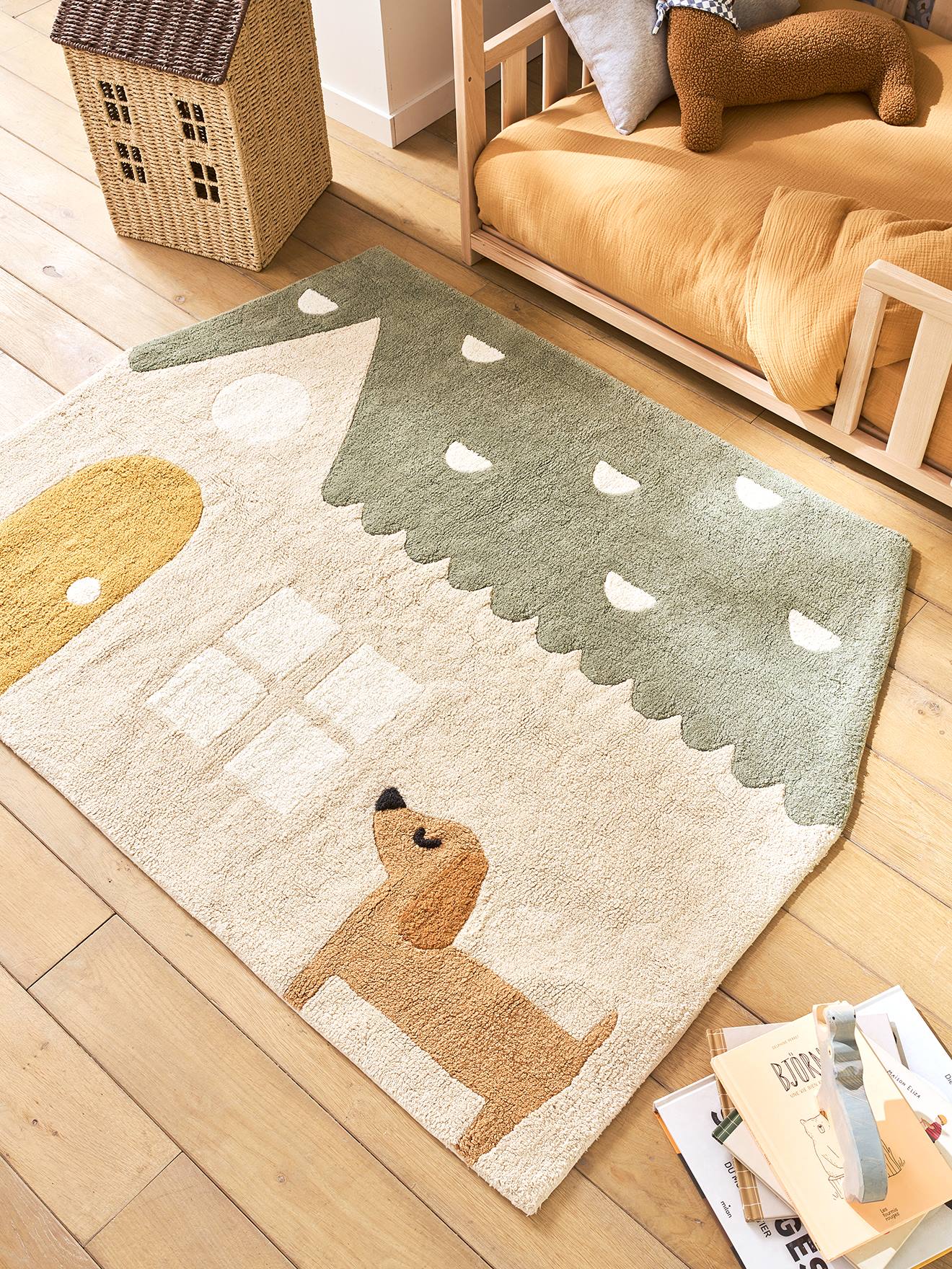 Teppich Haus & Hund DACKEL Kinderzimmer sandfarben