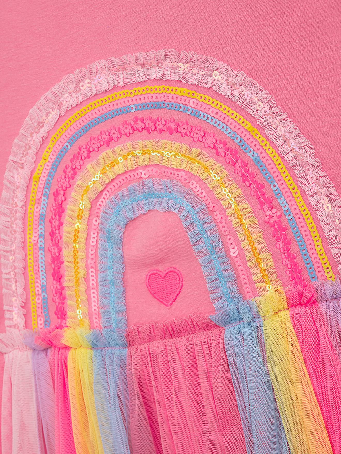 Thumbnail - Kleid mit Regenbogen-Tüllrock und Rüschenärmeln Mädchen DANAMADE bonbon