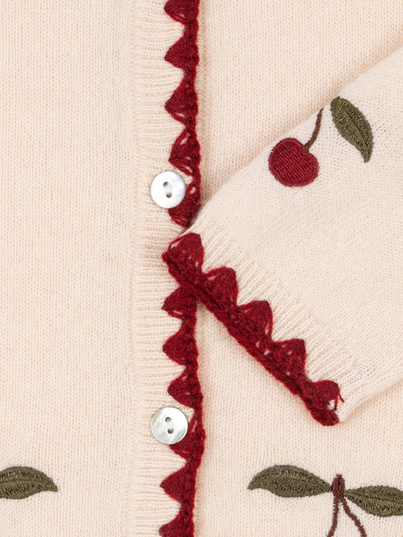 Thumbnail - Strickjacke mit Kirschenstickerei Wolle Mädchen Konges Sløjd