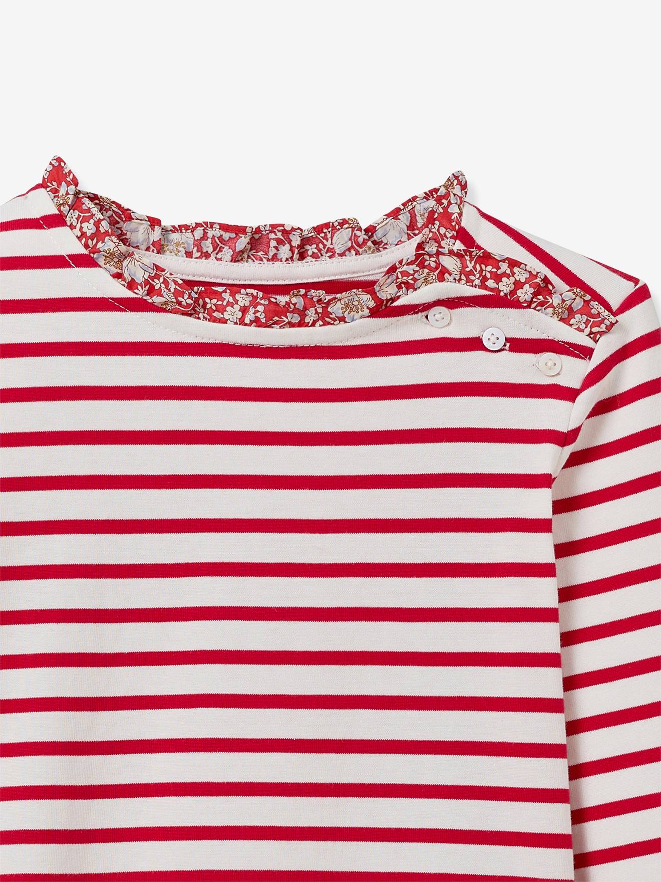 Thumbnail - Gestreiftes Langarmshirt Mädchen Bio-Baumwolle CYRILLUS