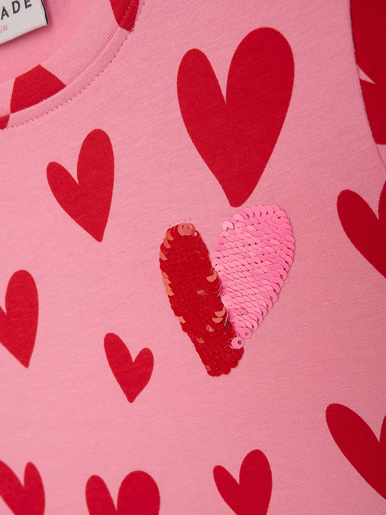 Thumbnail - Jerseykleid mit Herzenprint und Pailletten Mädchen DANAMADE bonbon