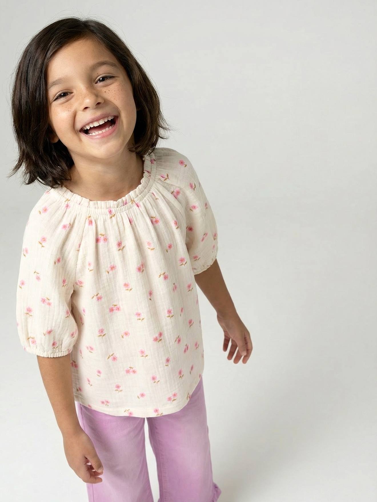 Vertbaudet Musselinbluse Mädchen Mit Ballonärmeln Vanille 146/152