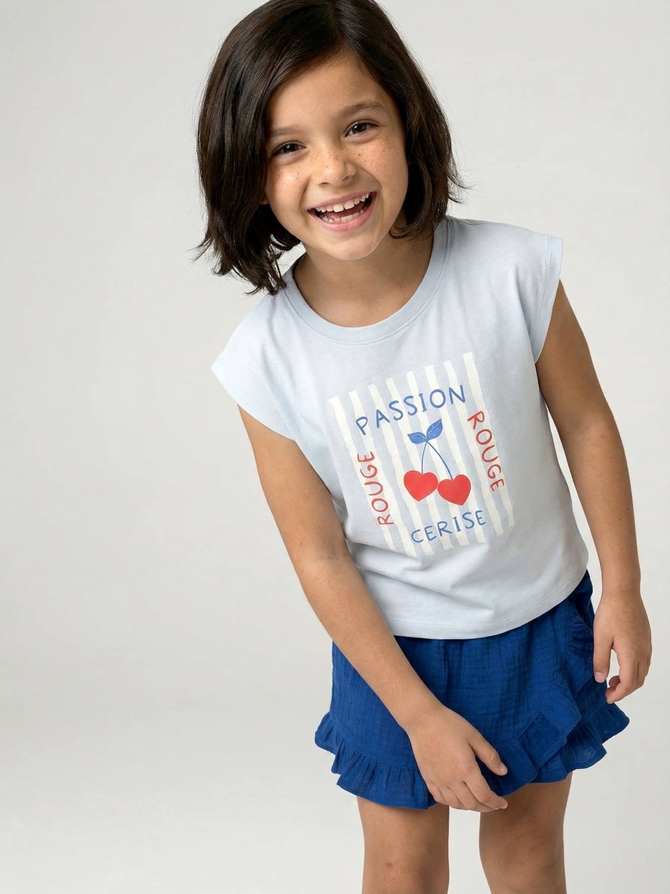T-Shirt Mädchen mit Schulterpolstern