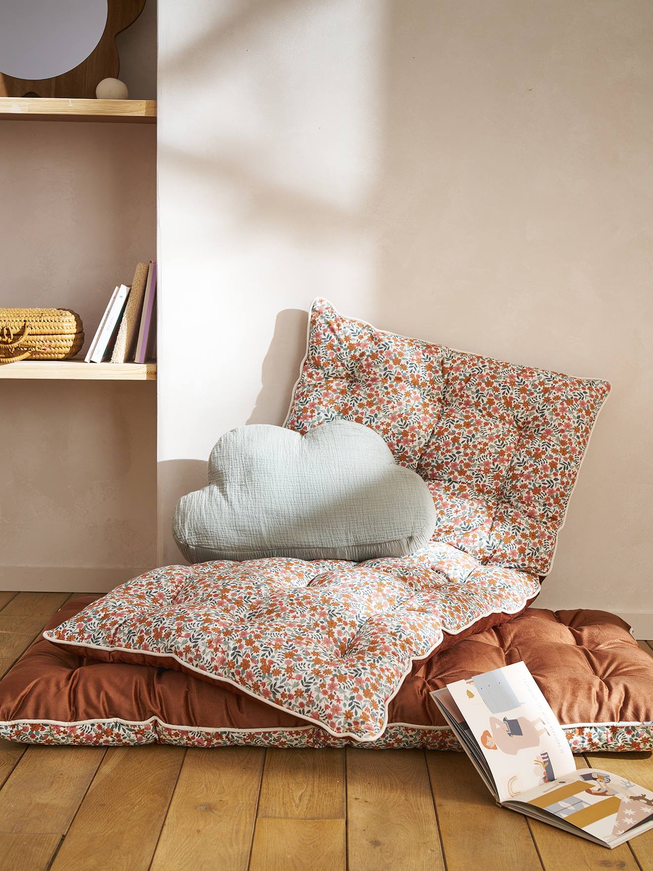 Vertbaudet Bodenmatratze Kinderzimmer Retro Flower Zimt Einheitsgröße