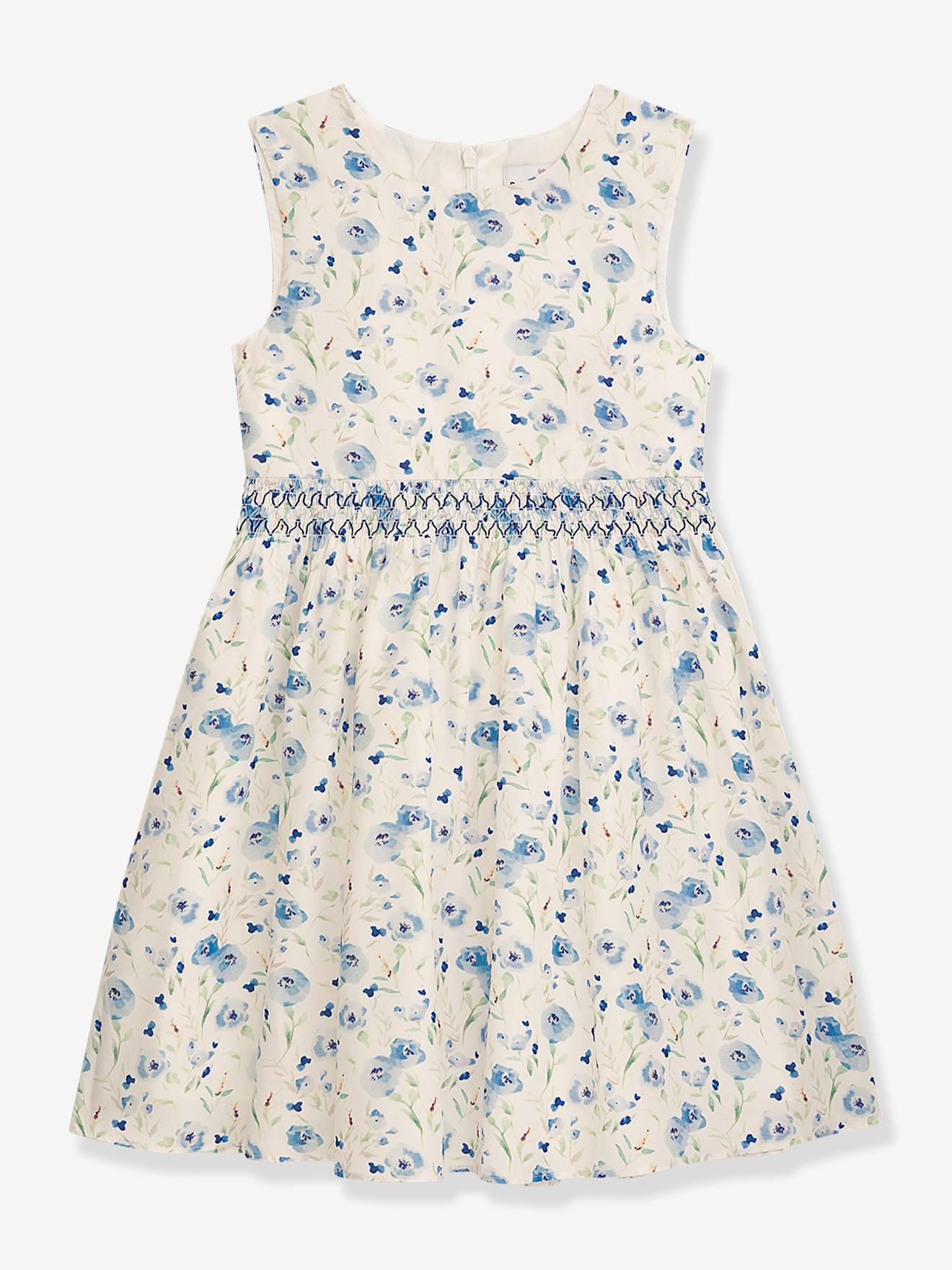 Sommerkleid mit Blumenmuster, gesmokte Taille Mädchen DANAMADE pfirsich Gr. 140