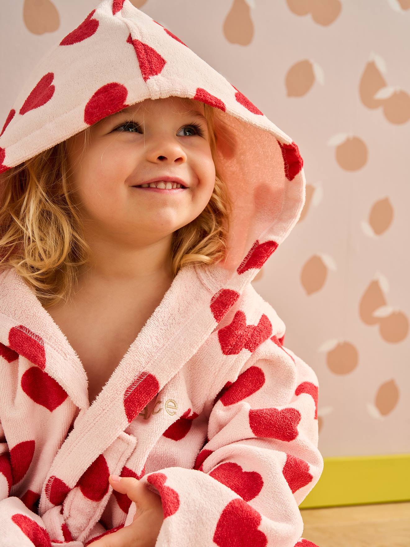 Kinder Bademantel mit Herz-Print