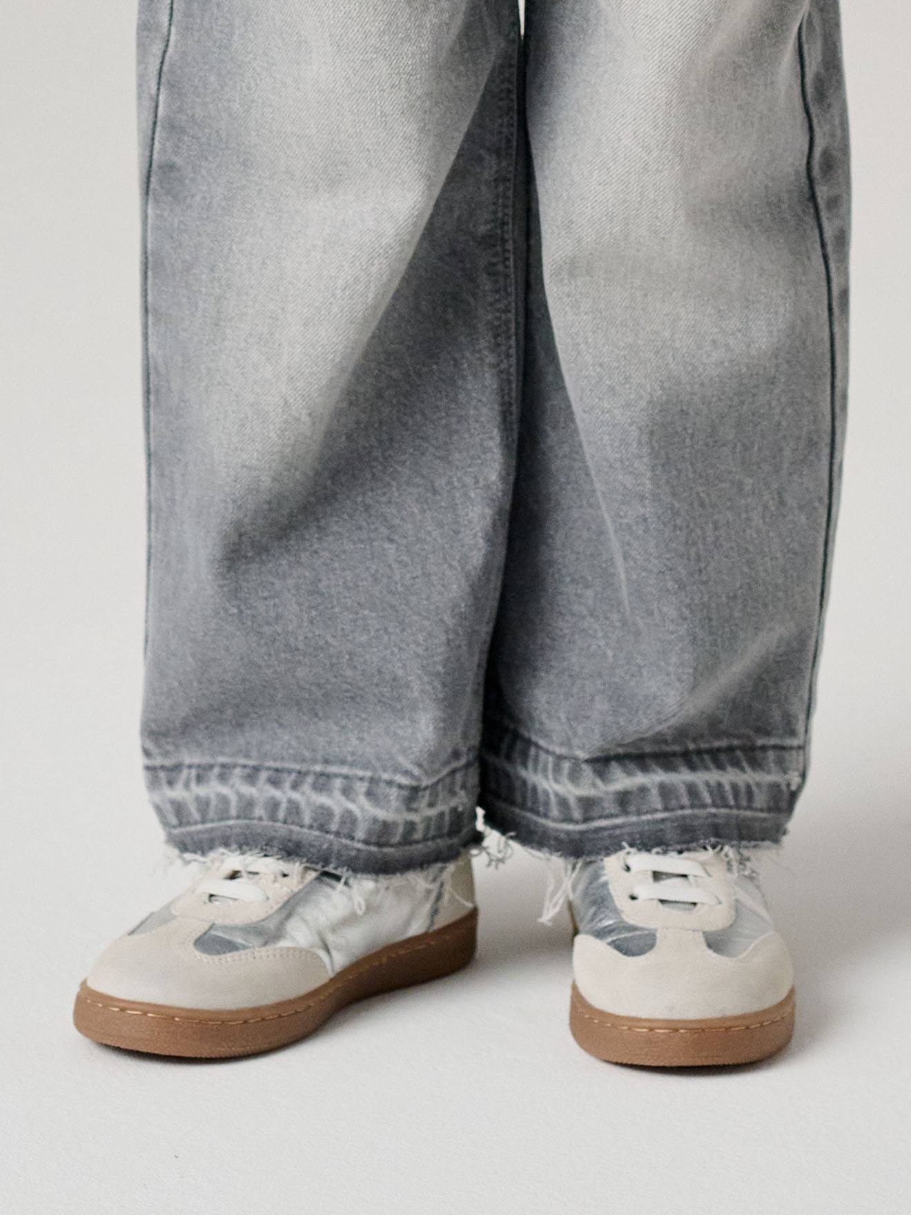 Mädchen Leder-Sneaker mit Klettverschluss