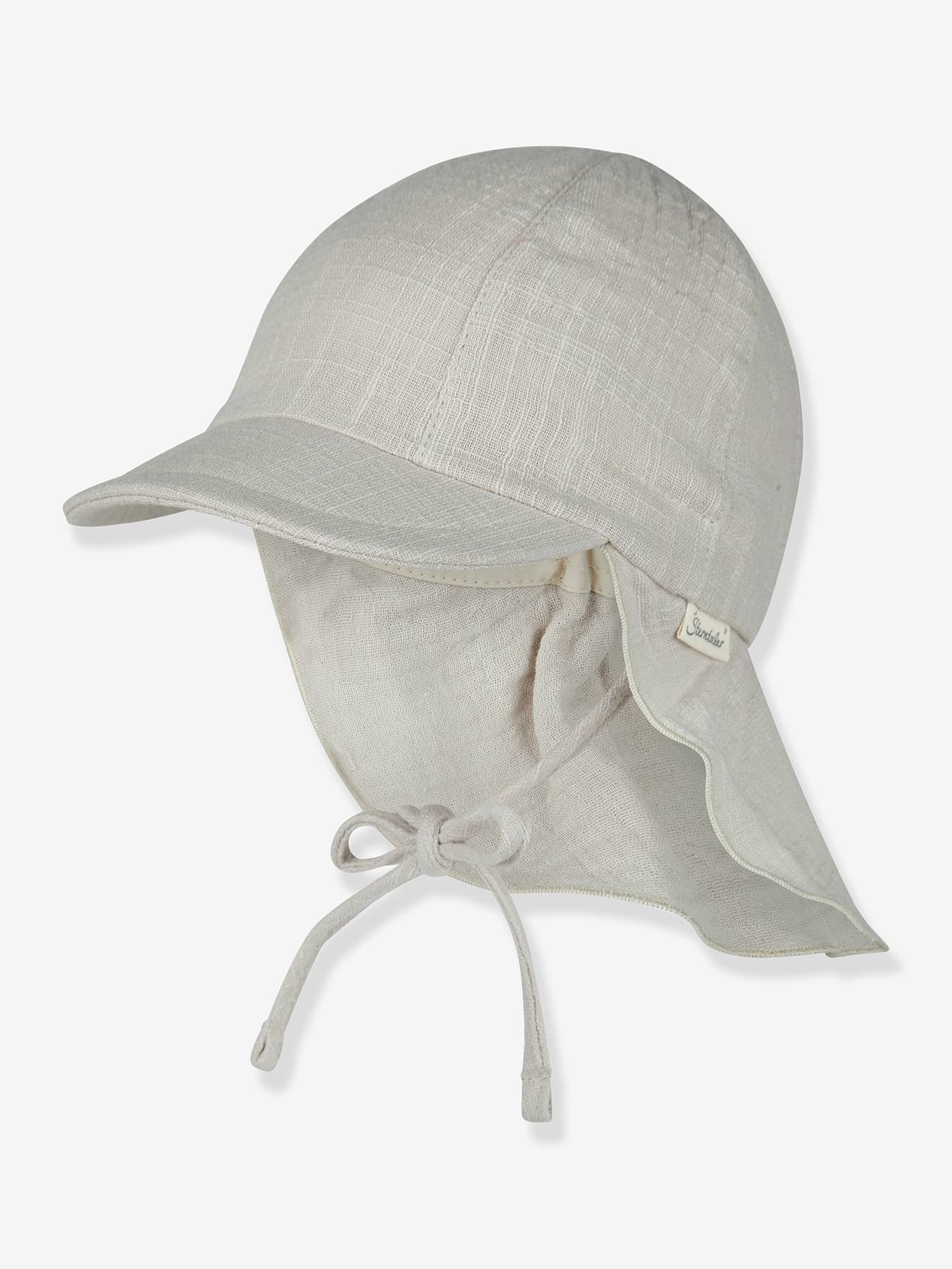 Musselin-Schirmmütze mit Nackenschutz Kinder STERNTALER grau Gr. 47 cm