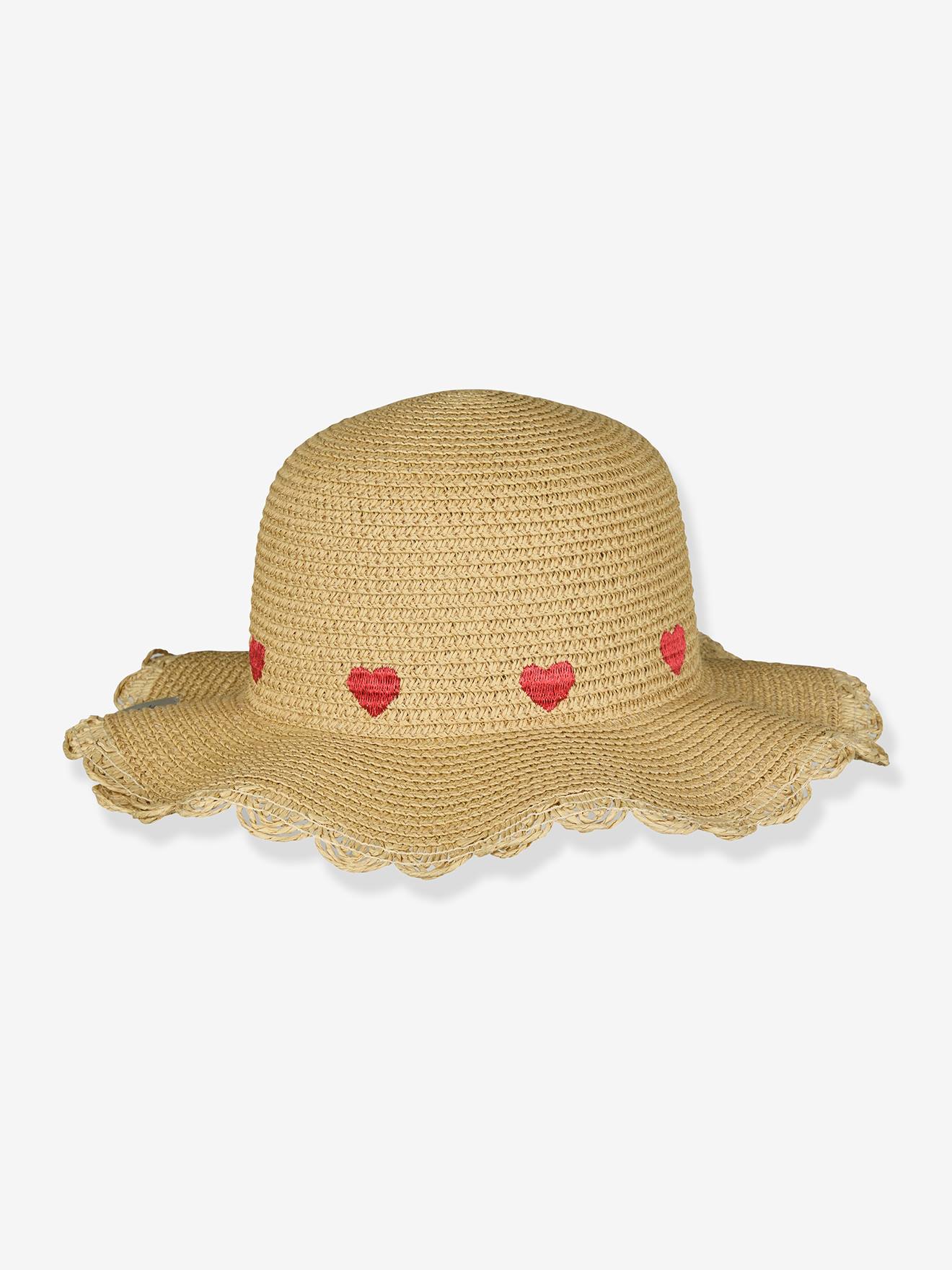 Strohhut mit Herz-Stickerei & UV-Schutz Mädchen STERNTALER beige Gr. 55 cm