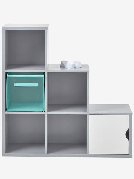 Kinder Stufenregal mit 6 Fächern - grau+weiß - 7