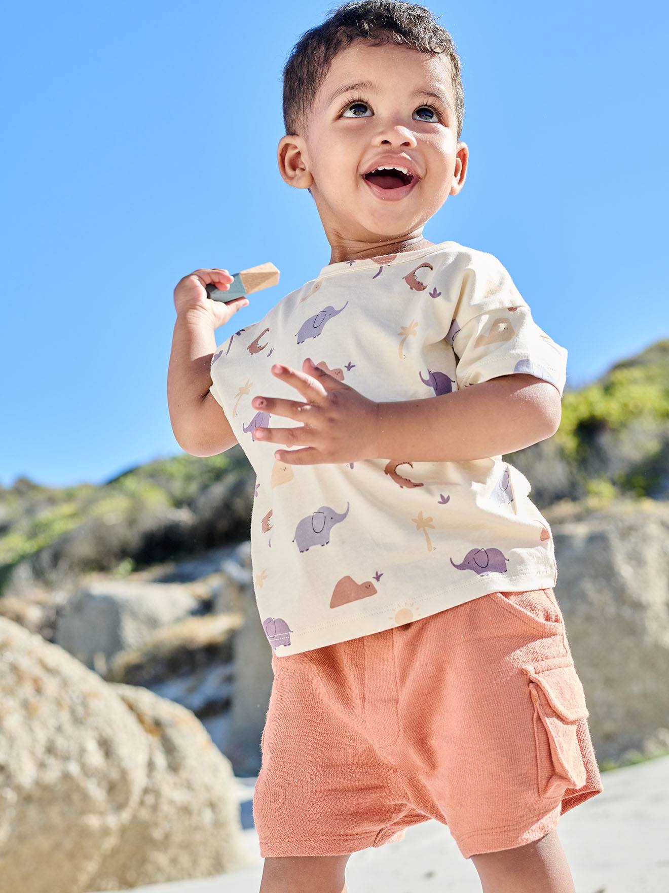 Bio-Kollektion: Baby Cargo-Shorts aus Sweatware braun Gr. 92/98 von vertbaudet