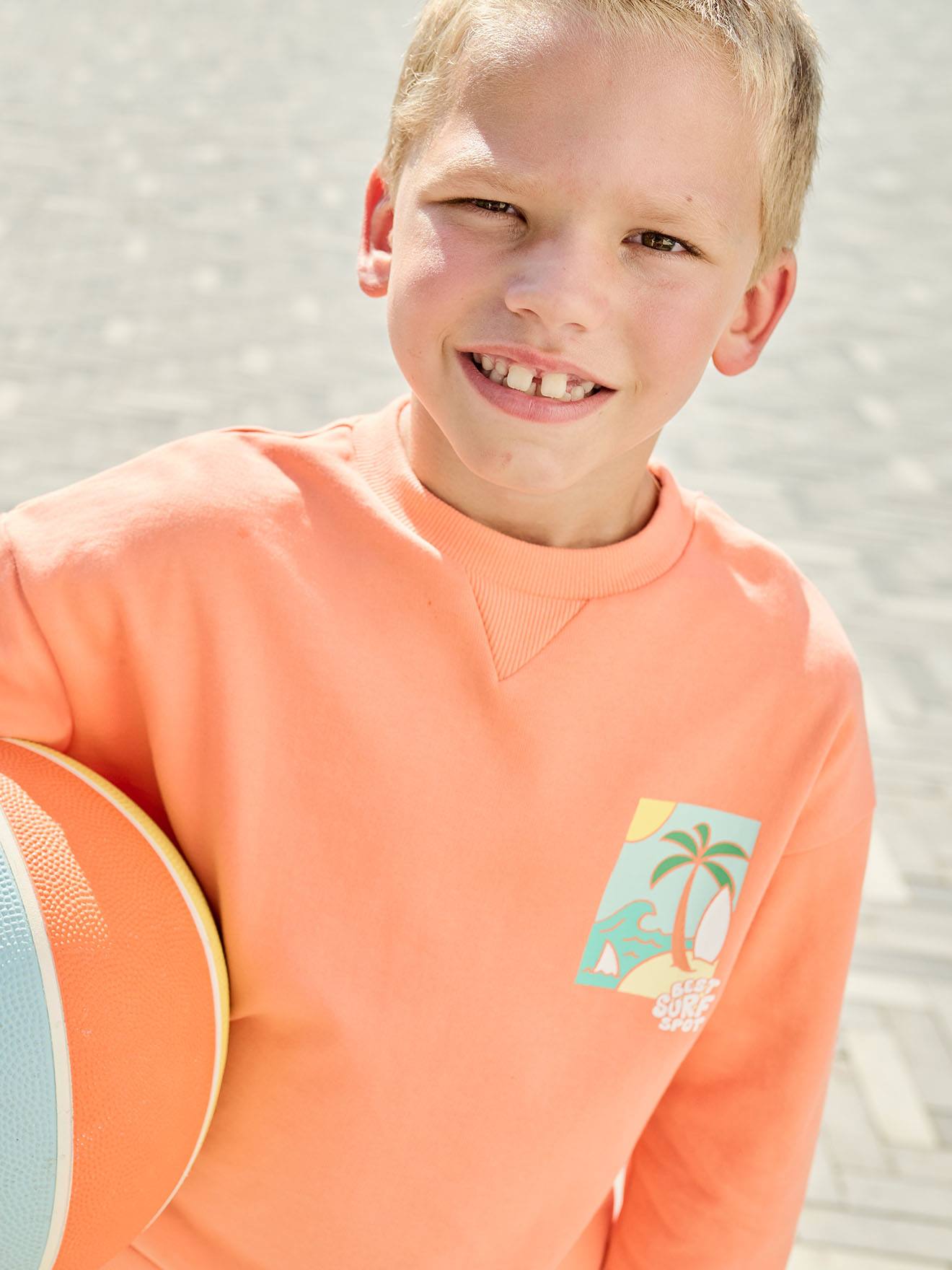 Vertbaudet Jungen Sweatshirt Mit Sommer-Motiv Mango Größe 140