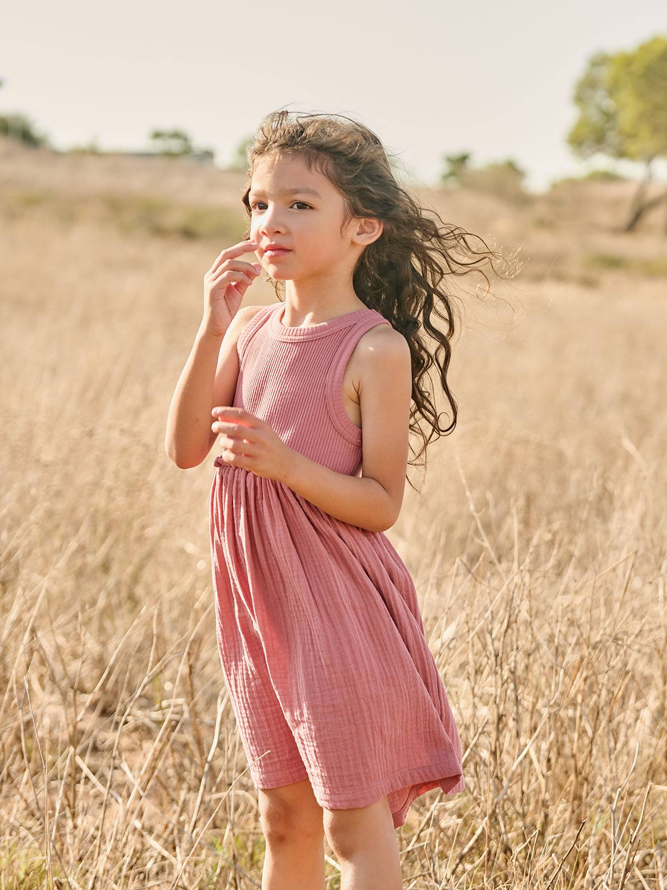 Vertbaudet Ärmelloses Kleid Mit Materialmix Mädchen Altrosa 146/152