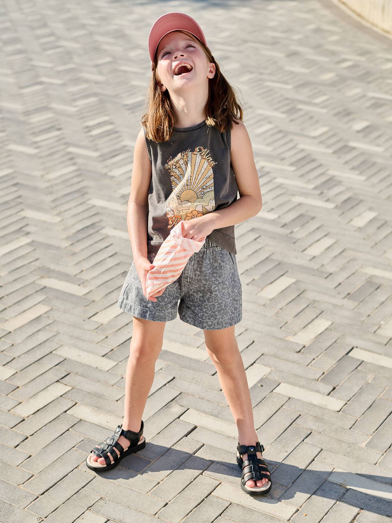Jeansshorts mit Print Mädchen