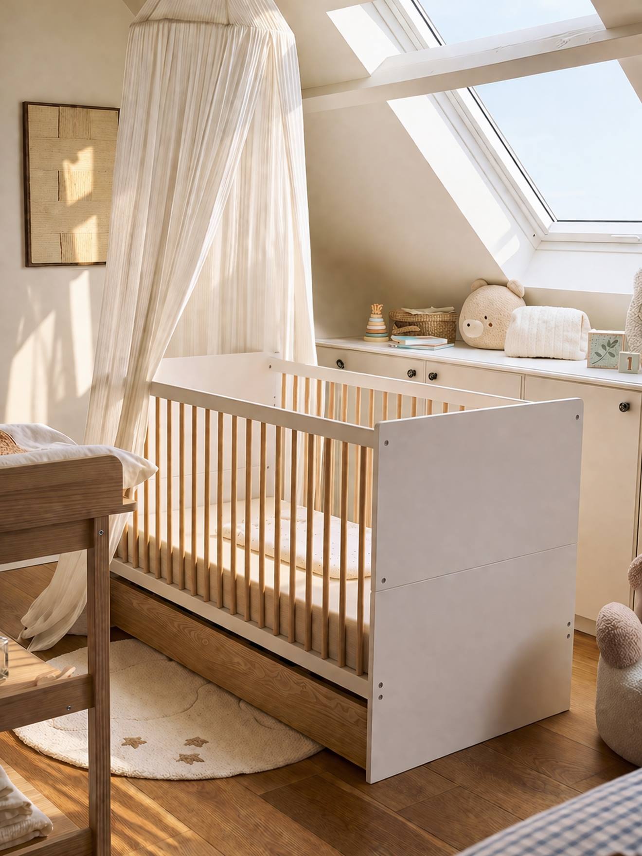 Vertbaudet Mitwachsendes Babybett Cm Eden Weiß 70X140