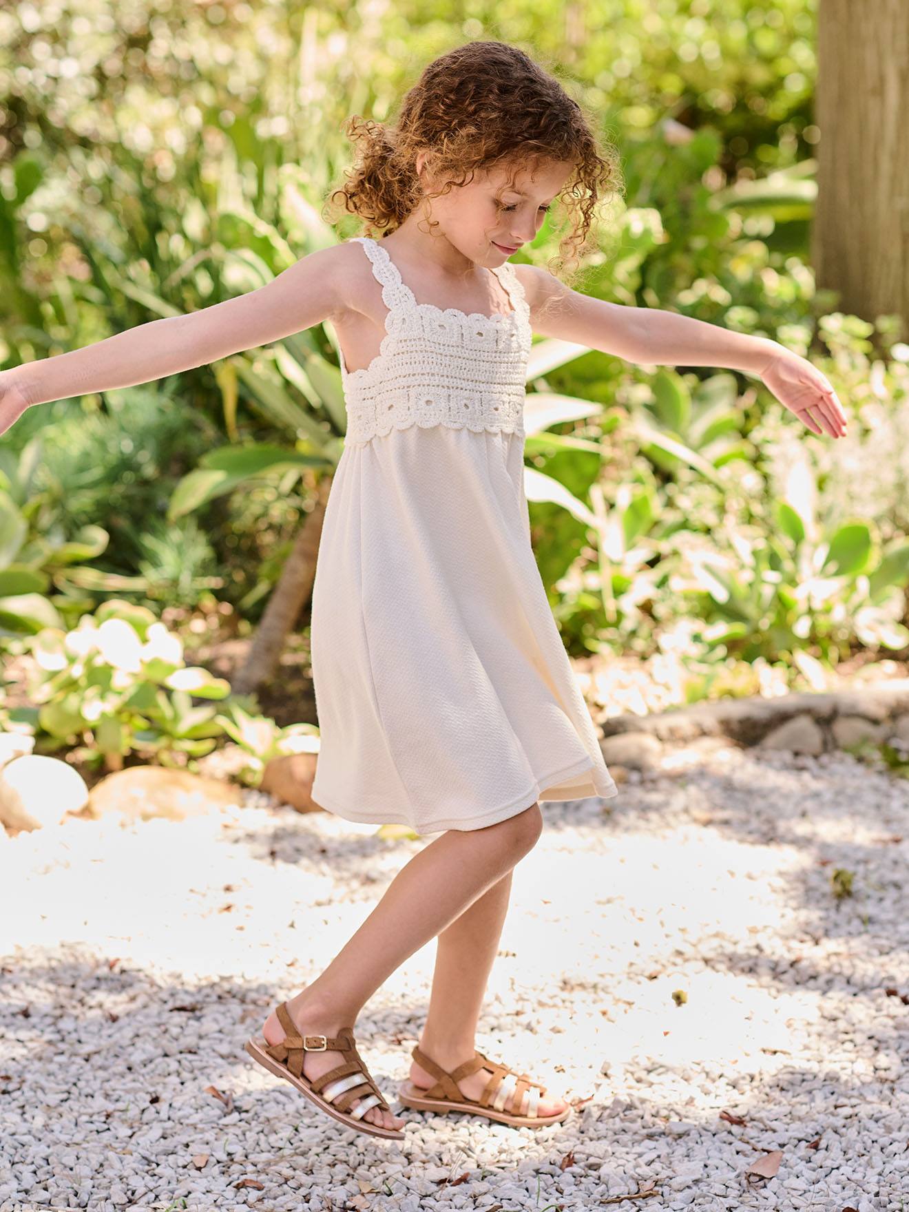 Vertbaudet Mädchen Kleid Wollweiß 146/152