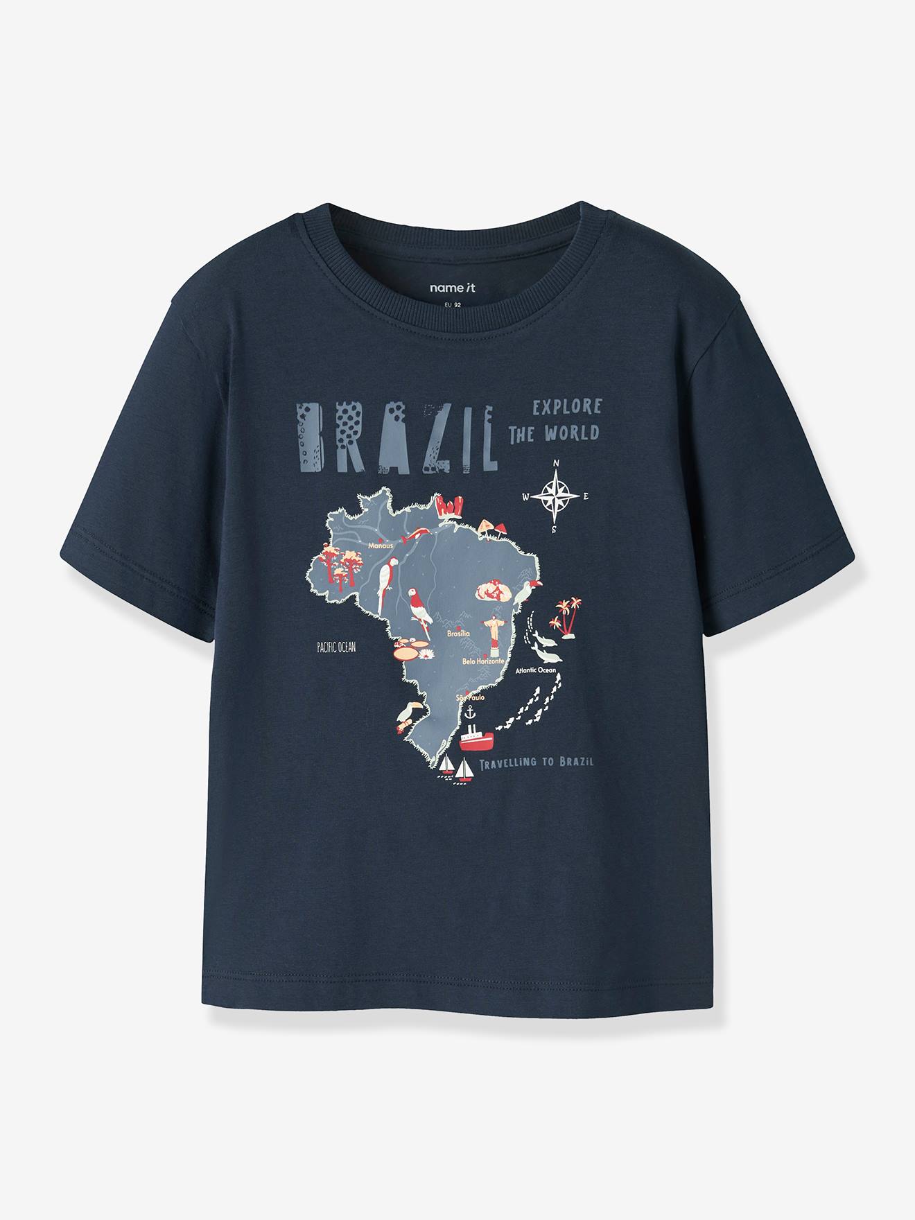 T-Shirt Boxy-Fit mit Motiv Jungen NAME IT dunkel blau Gr. 122