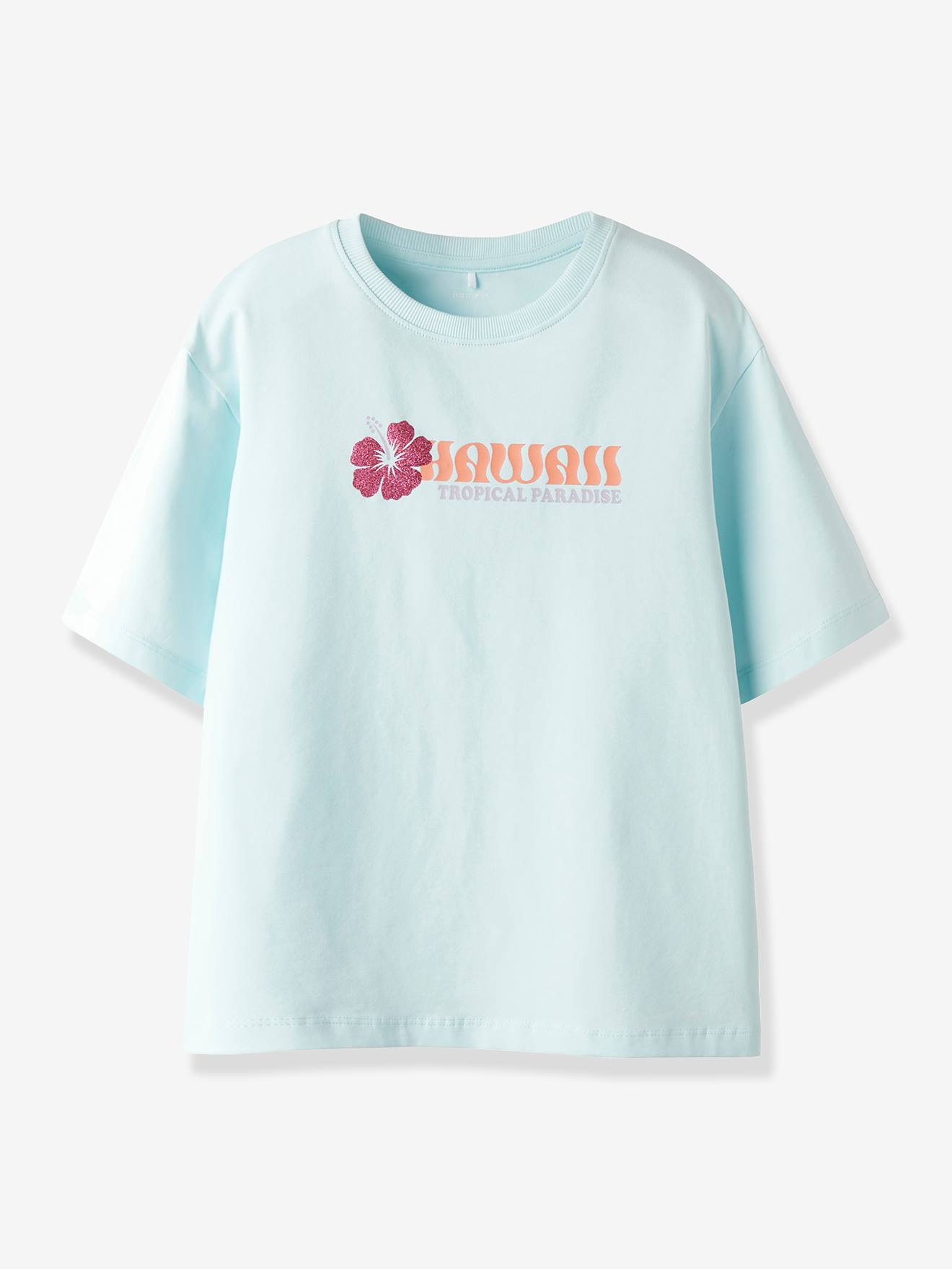 T-Shirt Boxy-Fit mit Motiv aus Baumwolle Mädchen NAME IT helles blau Gr. 158/164