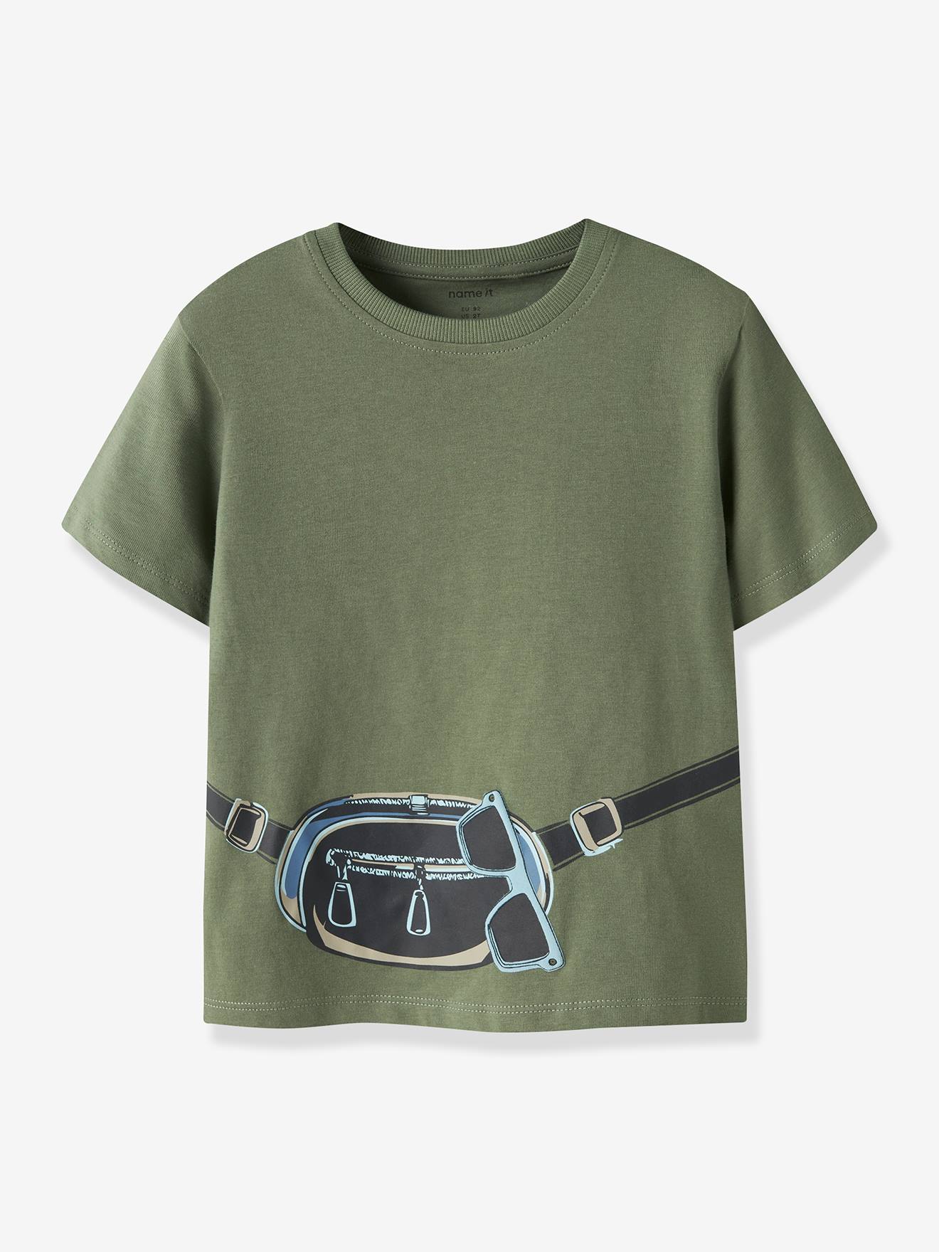 T-Shirt Boxy-Fit mit Motiv aus Baumwolle Jungen NAME IT olivgrün Gr. 98/104