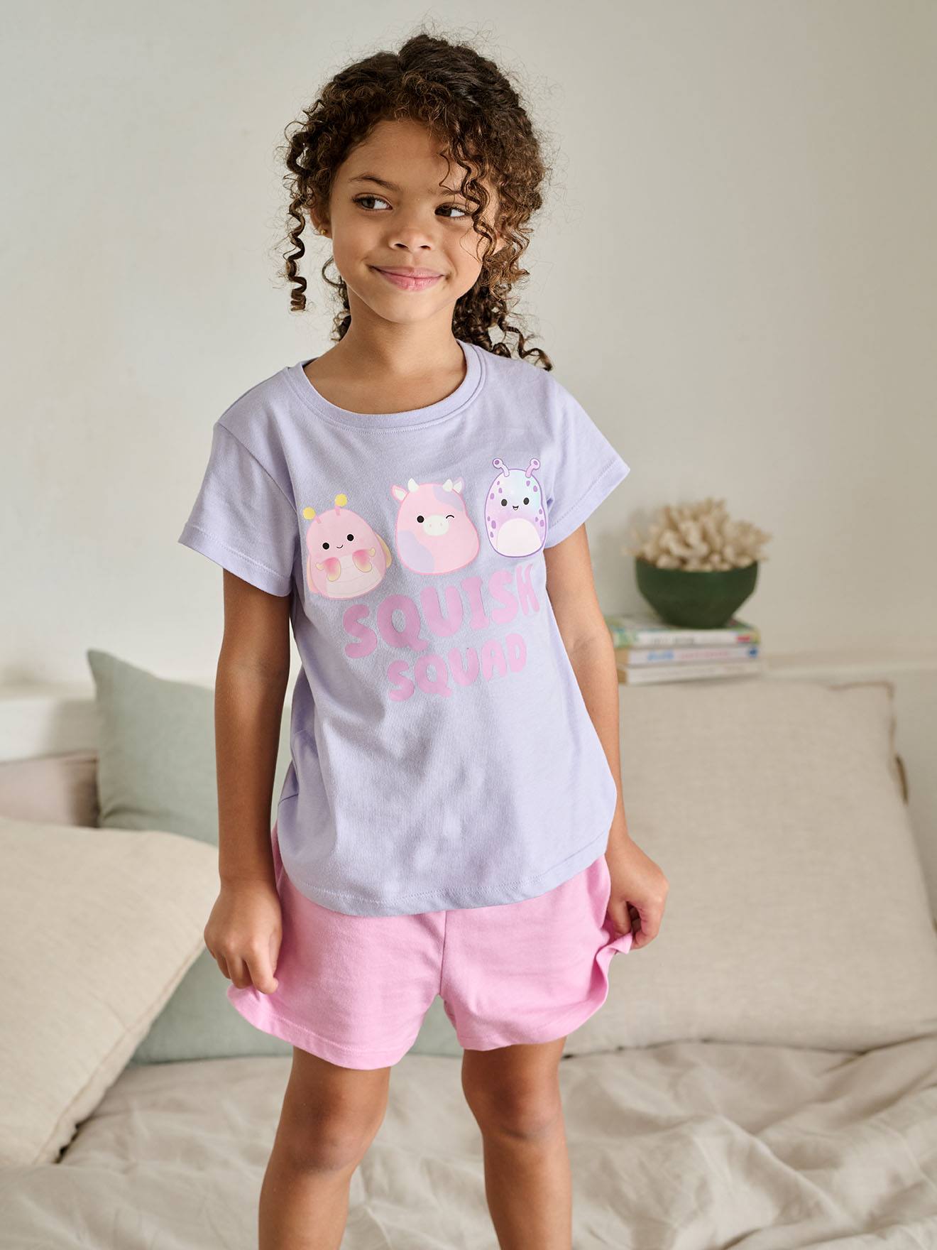 Kurzer Schlafanzug Kinder Squishmallows lavandel