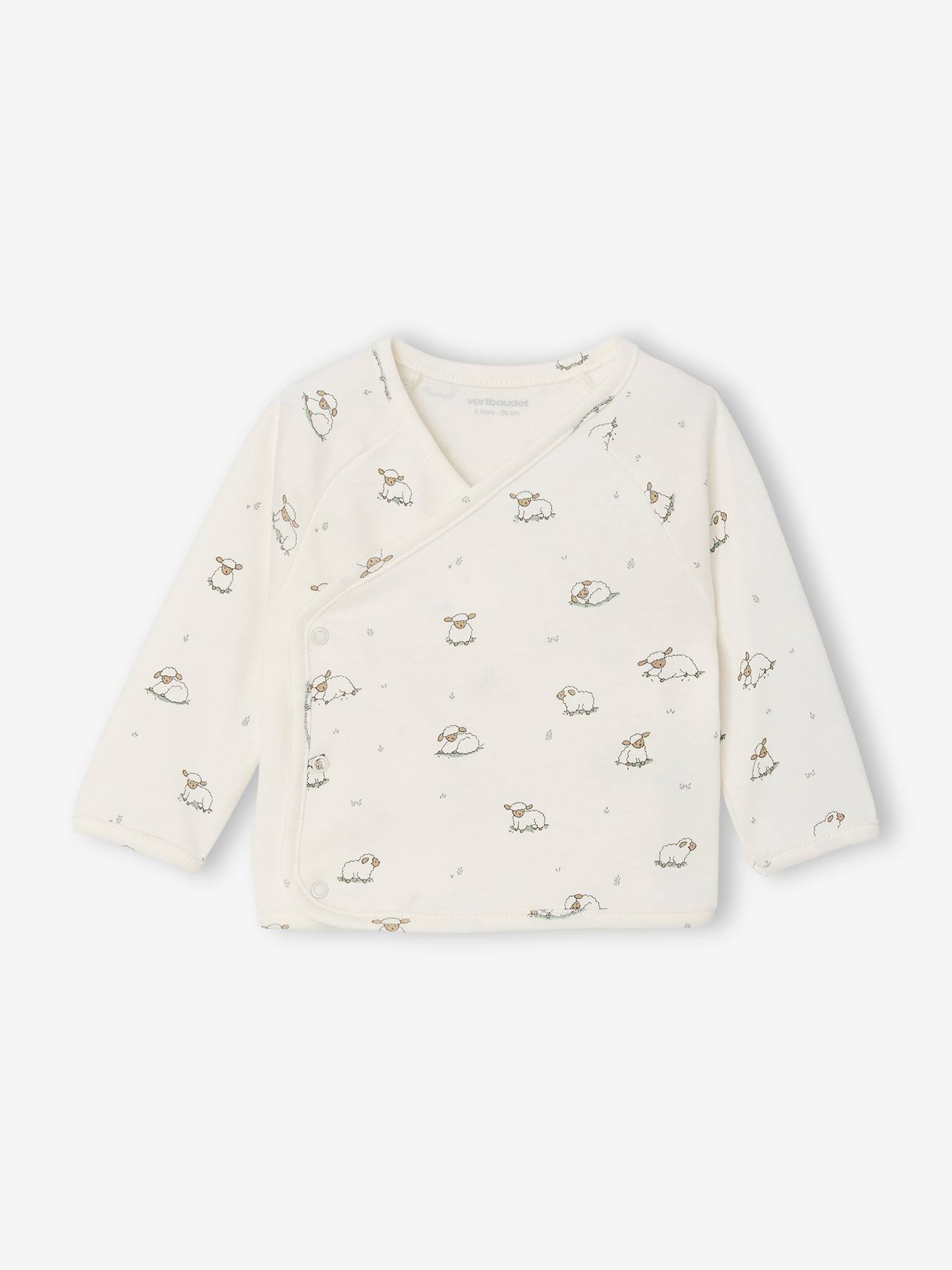 Langarm-Wickeljacke für Neugeborene Bio-Baumwolle BASIC cappuccino