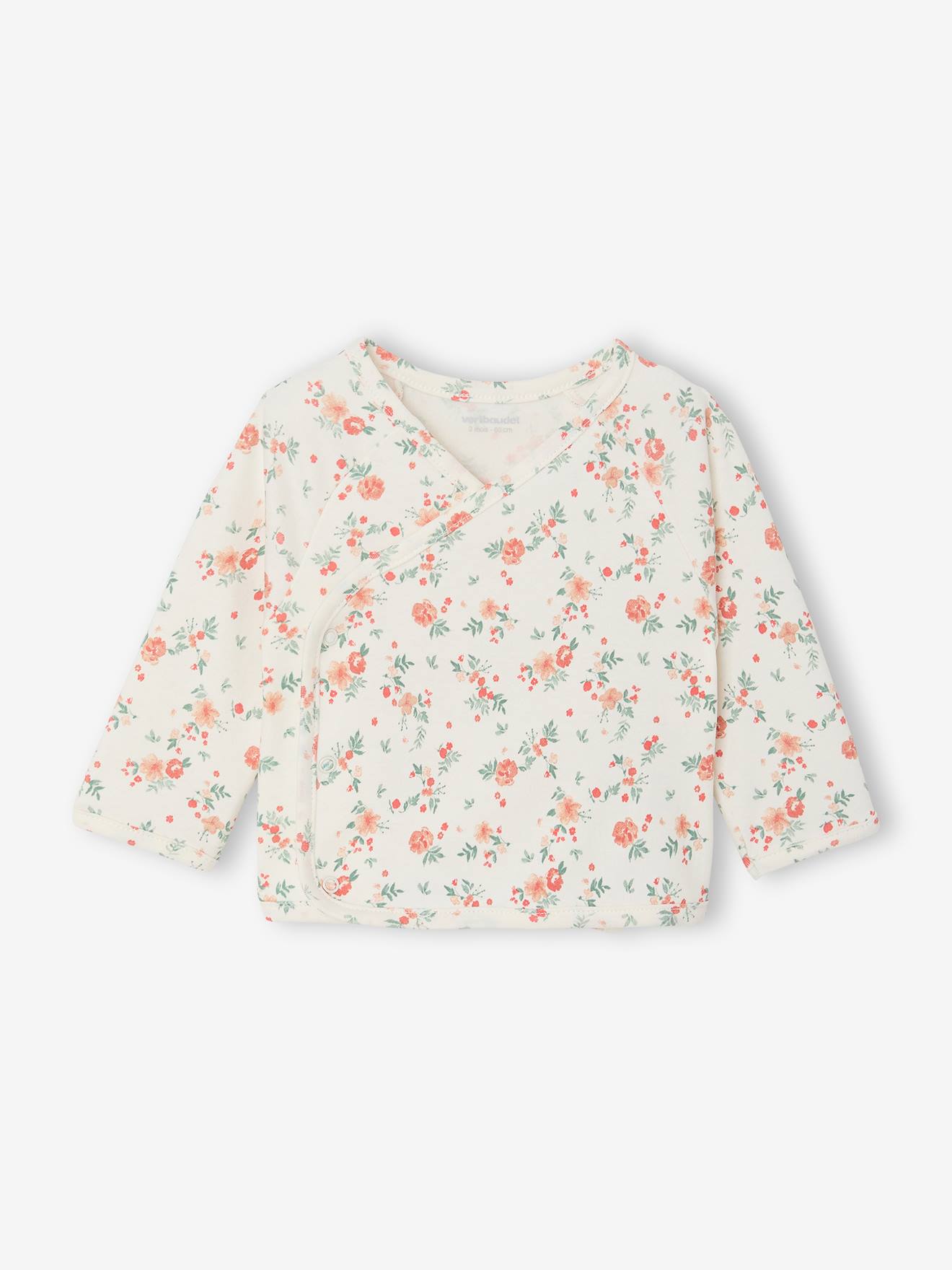 Langarm-Wickeljacke für Neugeborene Bio-Baumwolle BASIC