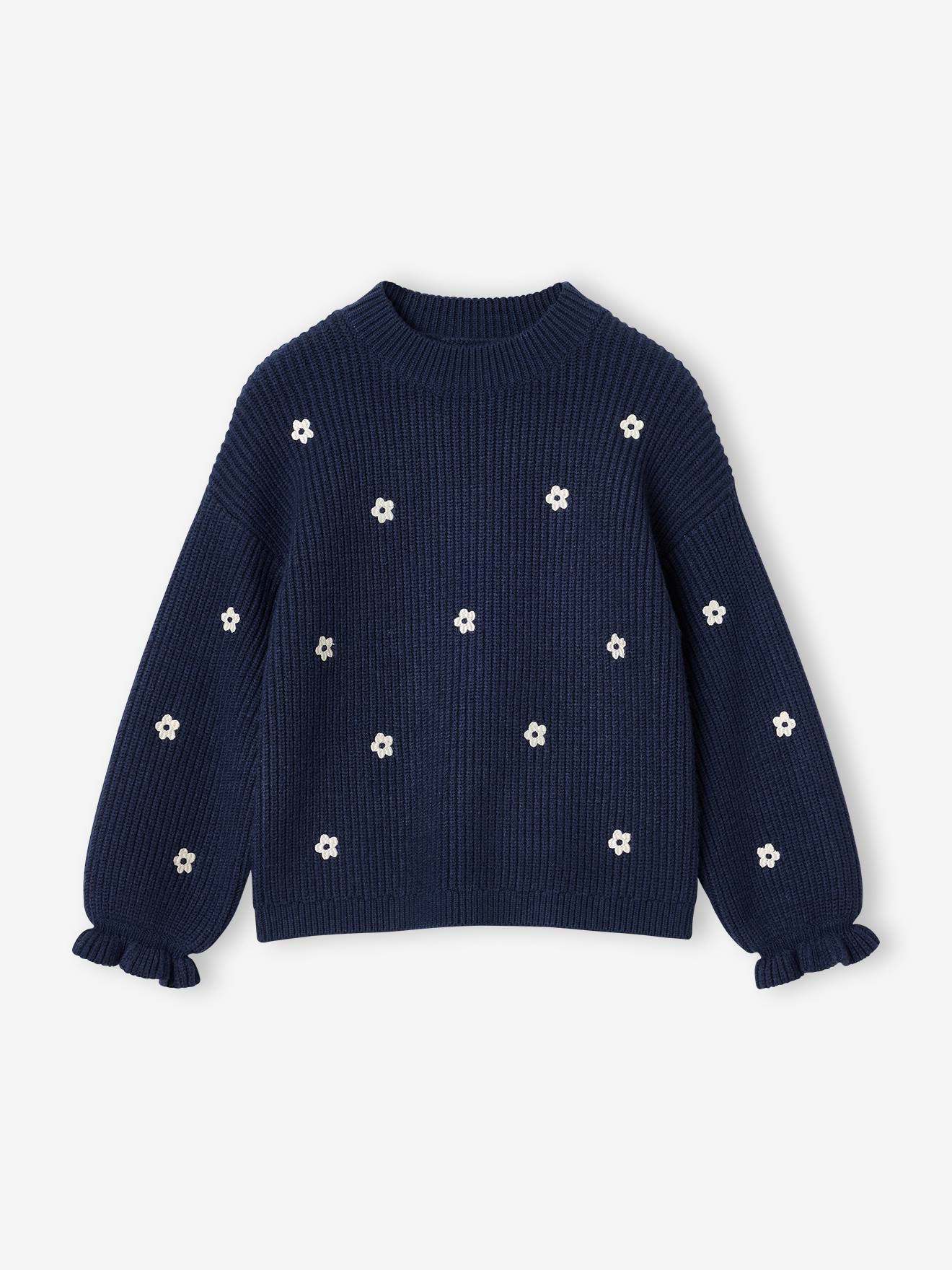 Pullover mit Stickerei und Volantabschlüssen Mädchen