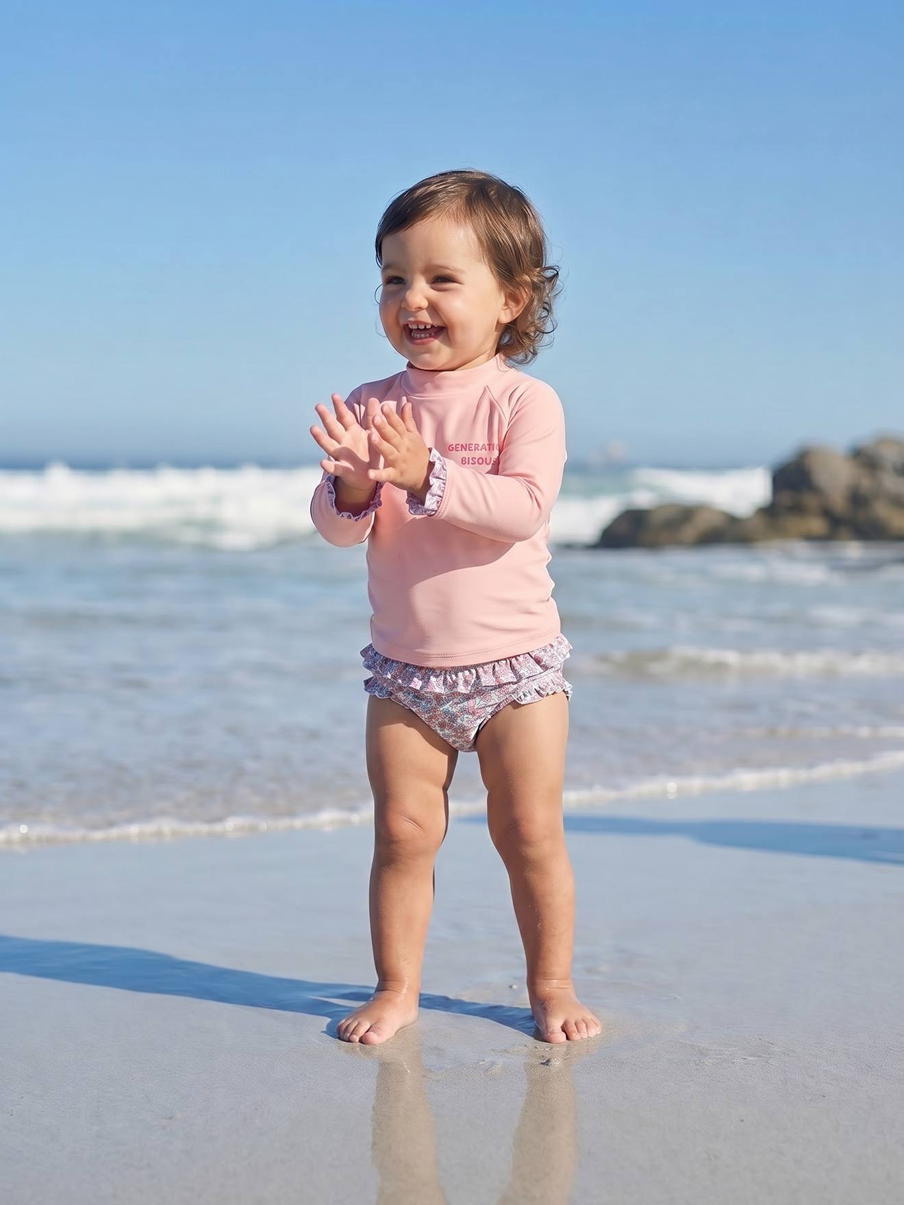 Baby UV-Badeshirt & Badehose BISOUS rosa Gr. 80 von vertbaudet