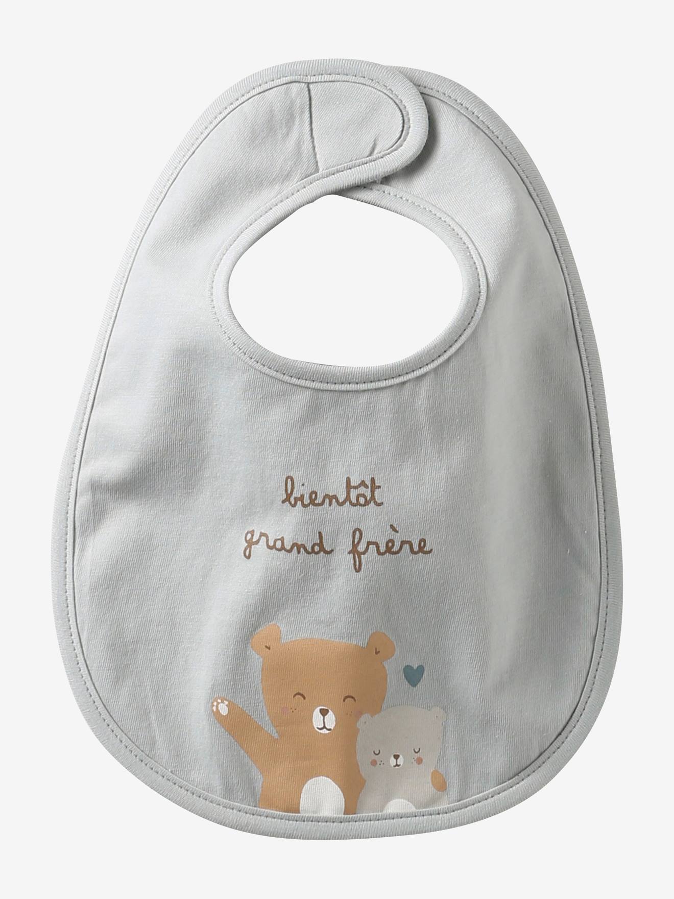 Rundes Lätzchen mit Schrift Baby salbei