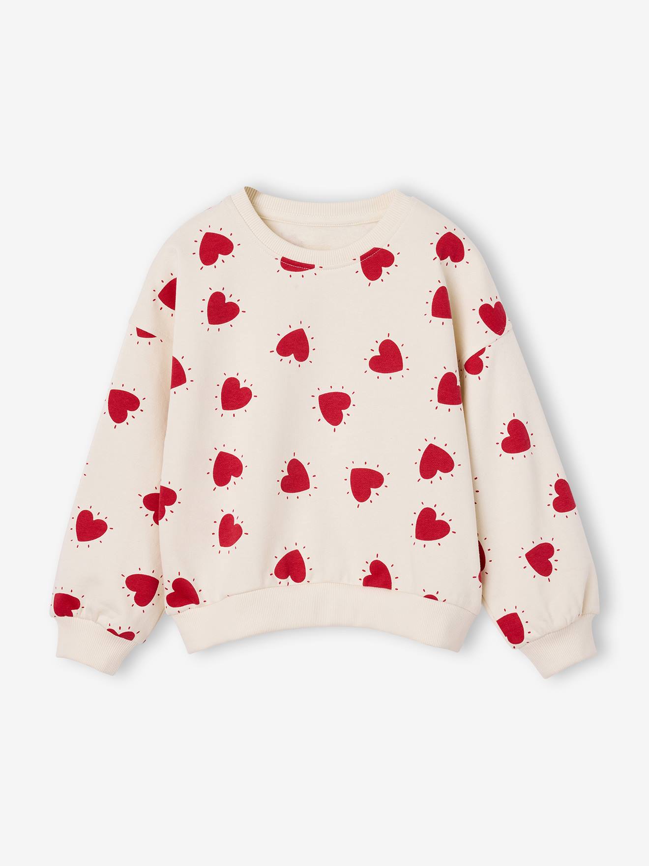 Bedrucktes Sweatshirt Mädchen elfenbein