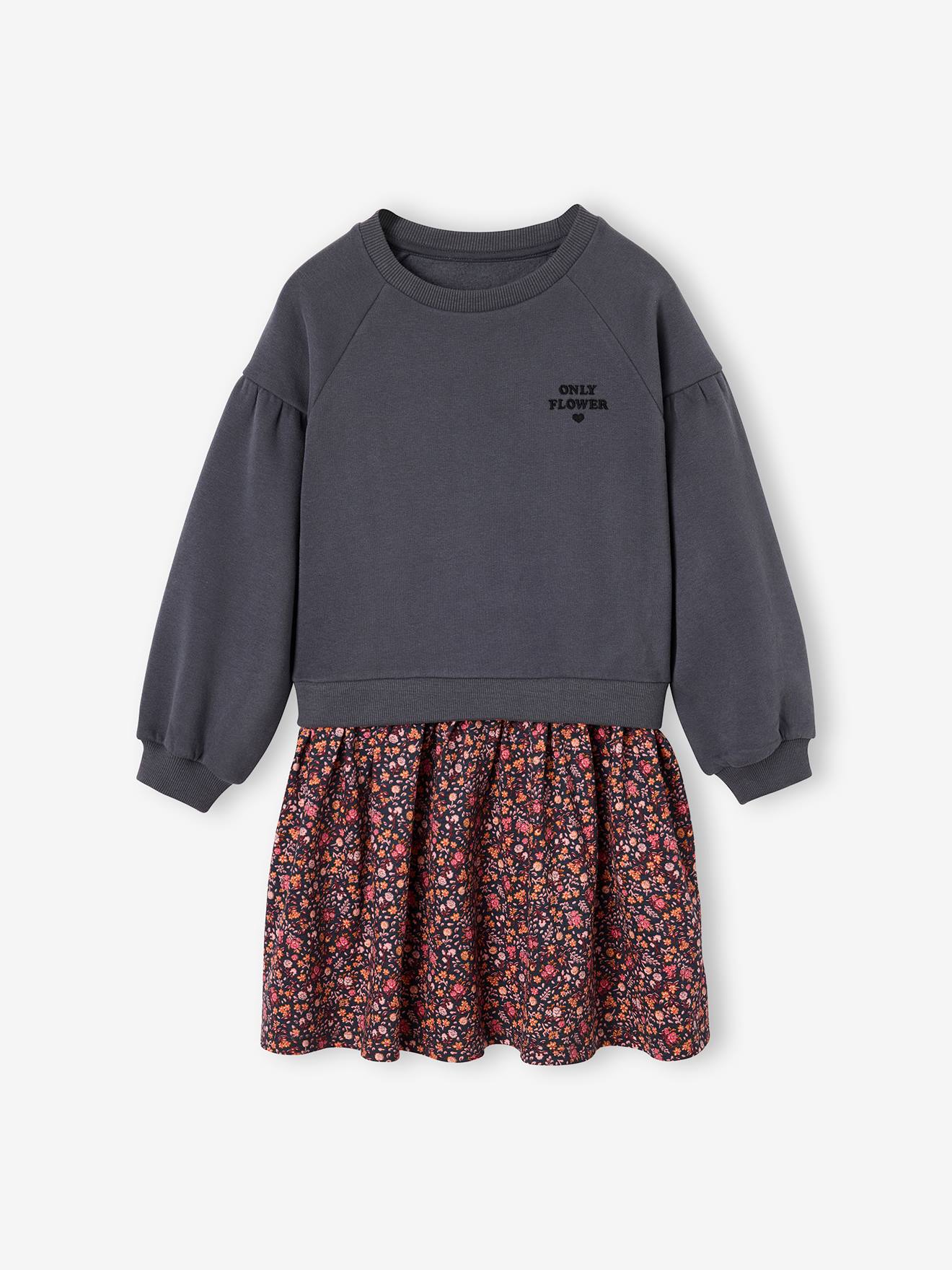 Mädchen Kleid mit Materialmix