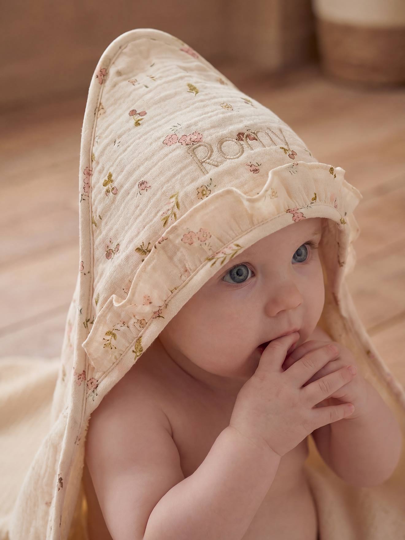 Baby Badecape mit Waschhandschuh HENNE COCOTTE personalisierbar