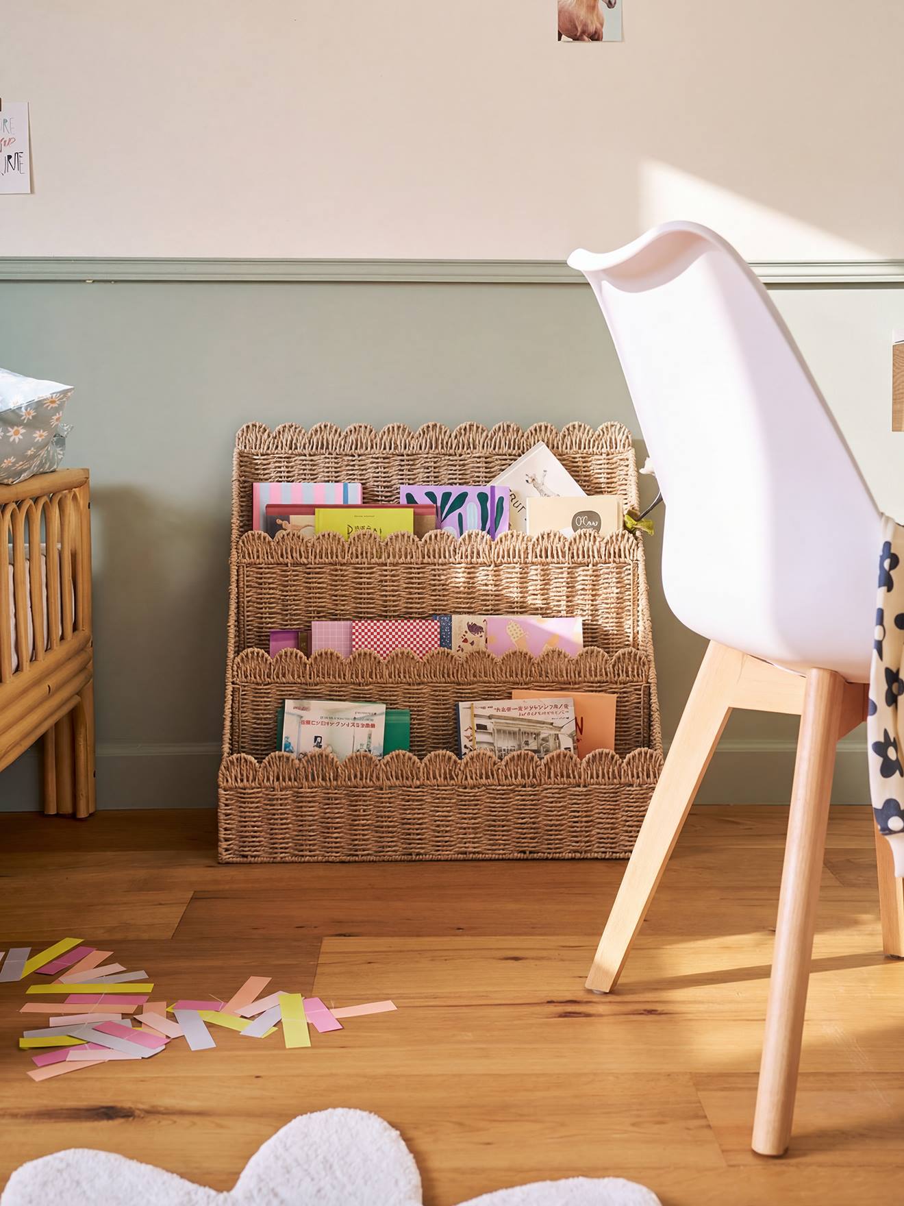 Bücherregal FESTON aus Papierkordel Kinderzimmer, 3 Fächer beige von vertbaudet