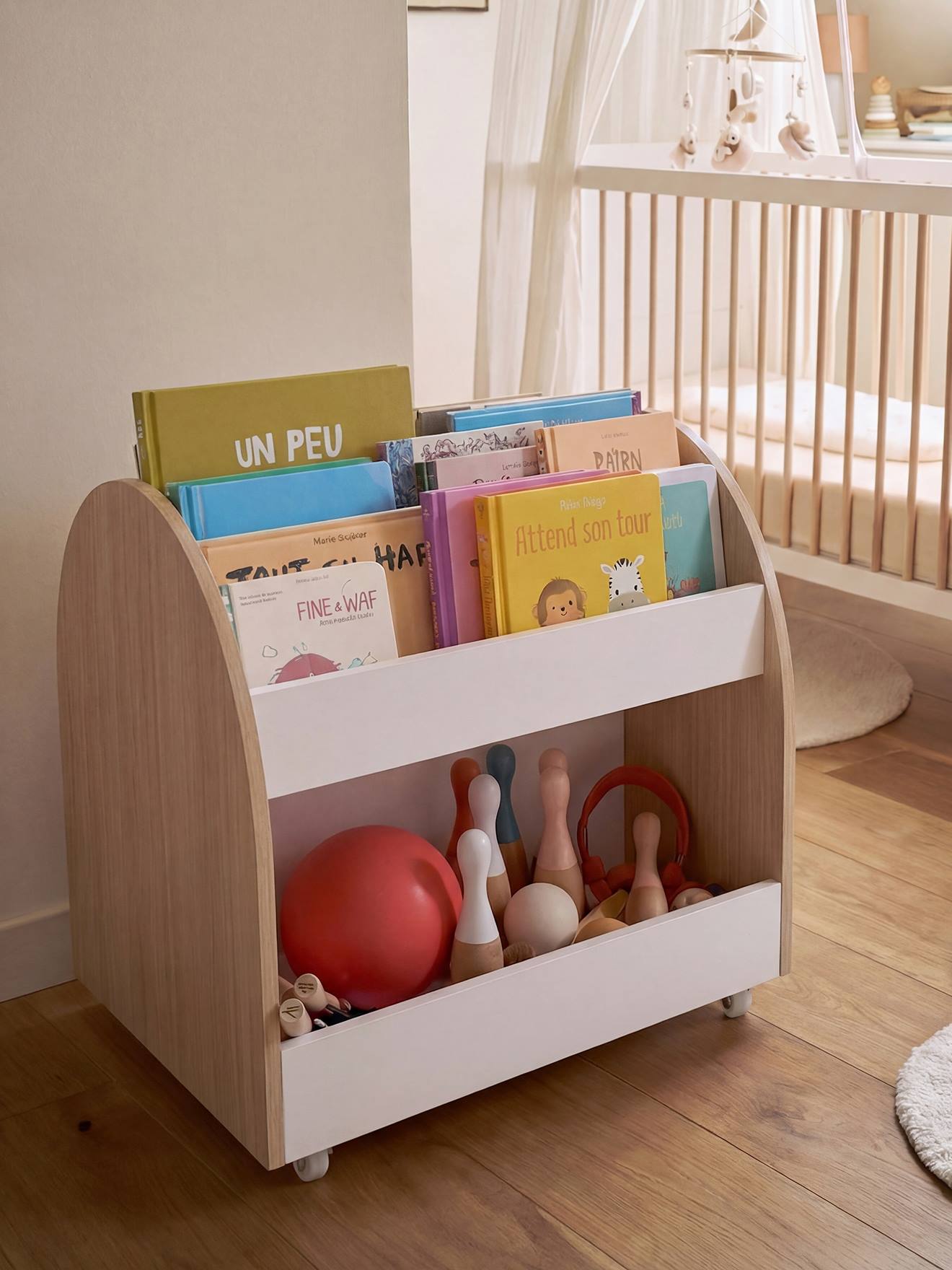 Bücher- & Spielzeugregal auf Rollen Kinderzimmer weiß von vertbaudet