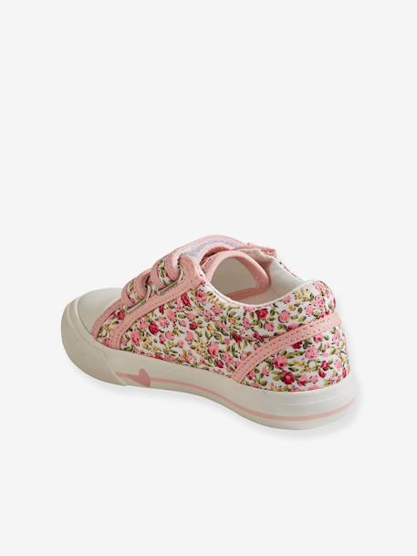 Mädchen Klett-Sneakers, Anziehtrick - hellblau+rosa geblümt+weiß/gelb geblümt - 10