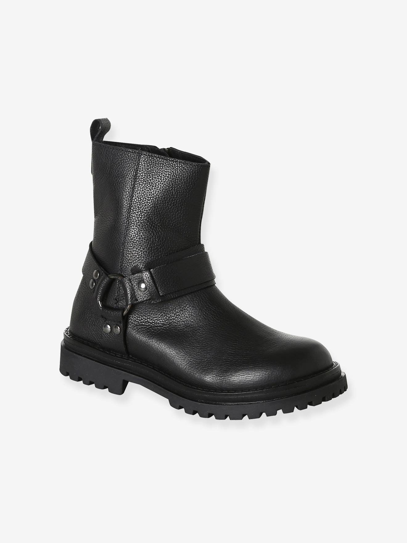Leder-Boots Mädchen mit Reißverschluss
