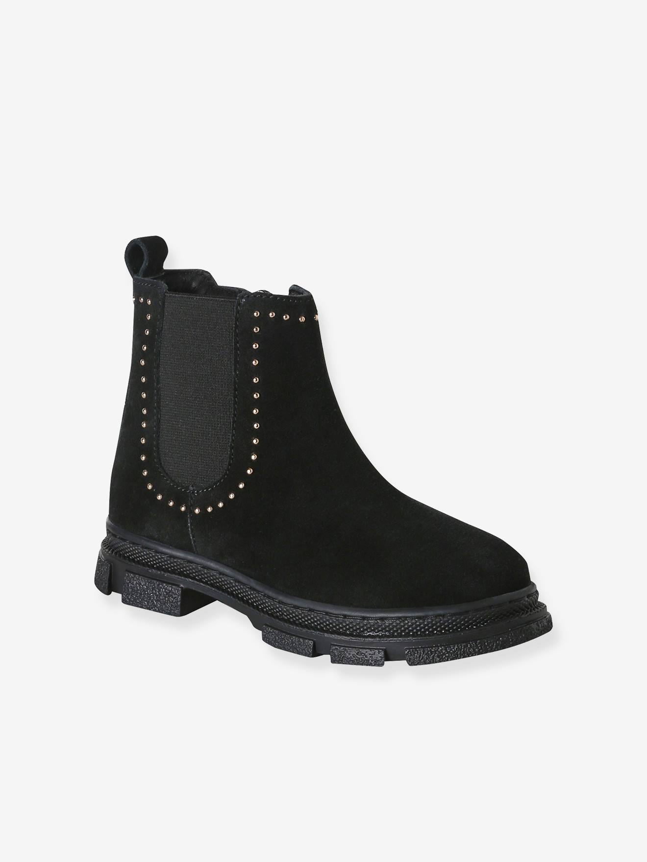 Lederboots Mädchen mit Anziehtrick