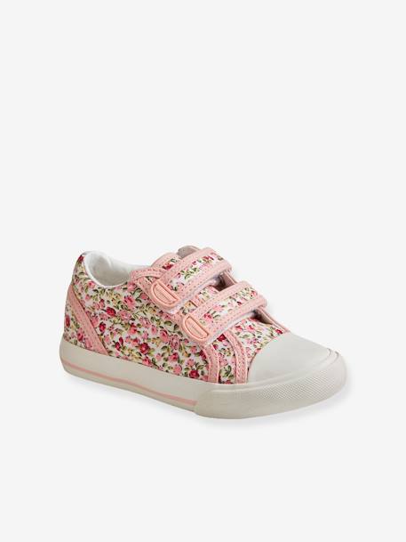 Mädchen Klett-Sneakers, Anziehtrick - hellblau+rosa geblümt+weiß/gelb geblümt - 8