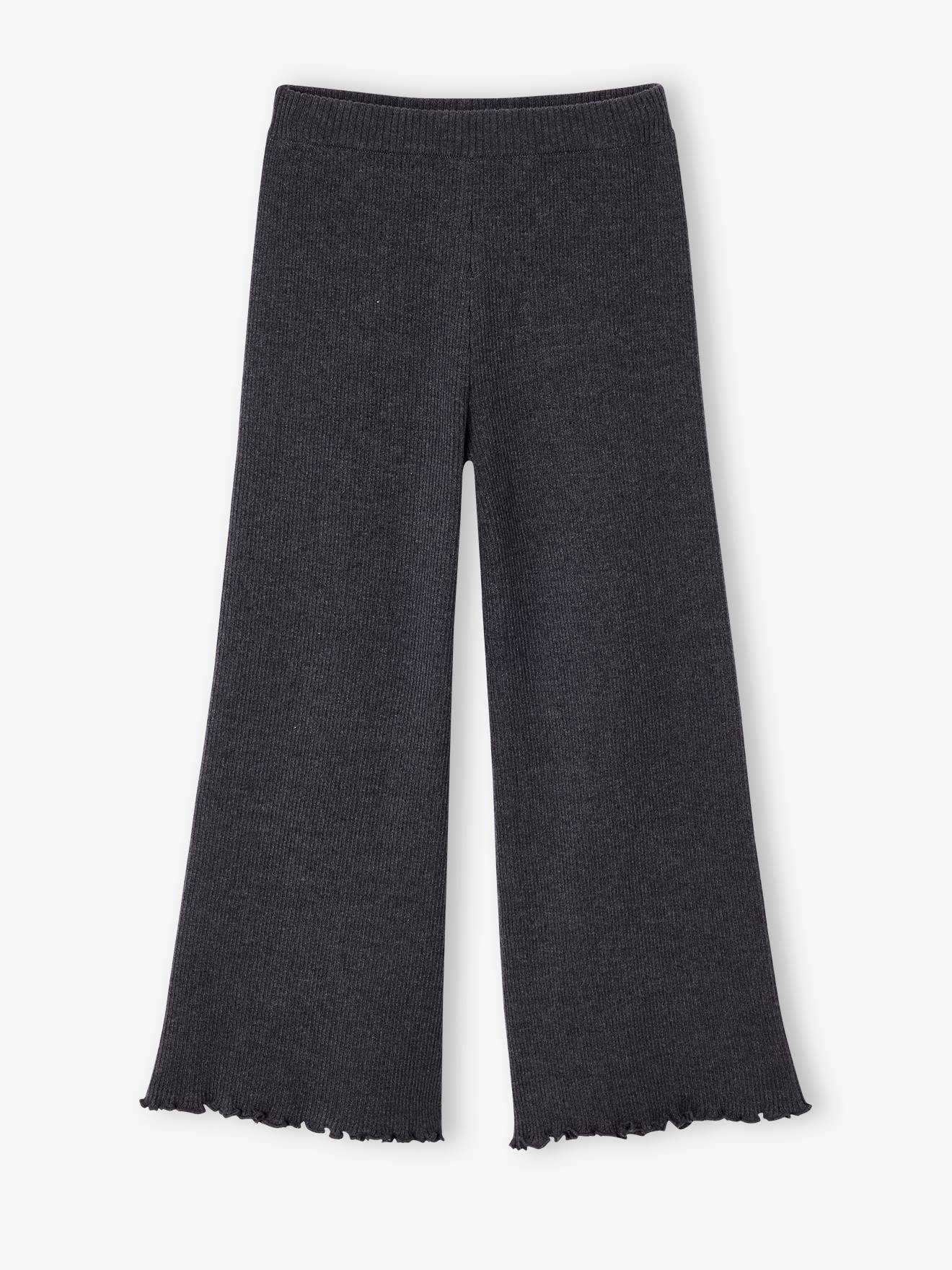 Rippstrick-Leggings Wide-Leg mit Rüschen